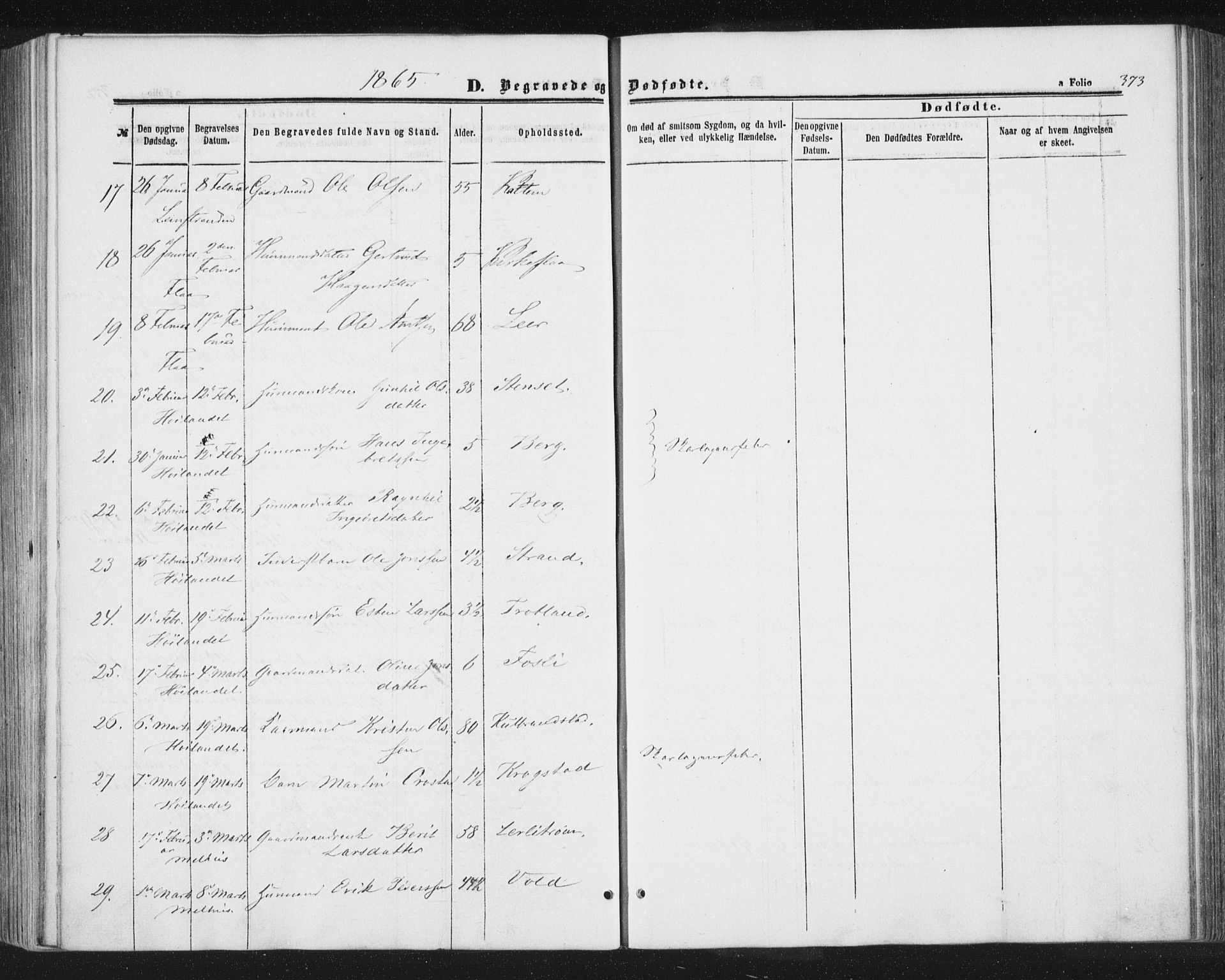 Ministerialprotokoller, klokkerbøker og fødselsregistre - Sør-Trøndelag, SAT/A-1456/691/L1077: Parish register (official) no. 691A09, 1862-1873, p. 373