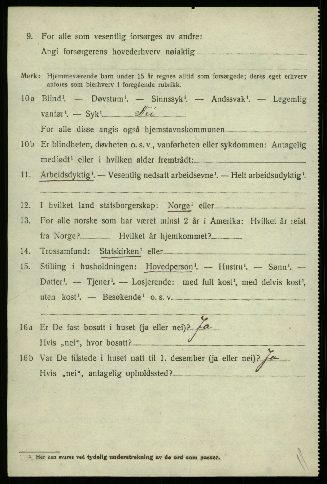 SAB, 1920 census for Selje, 1920, p. 8288