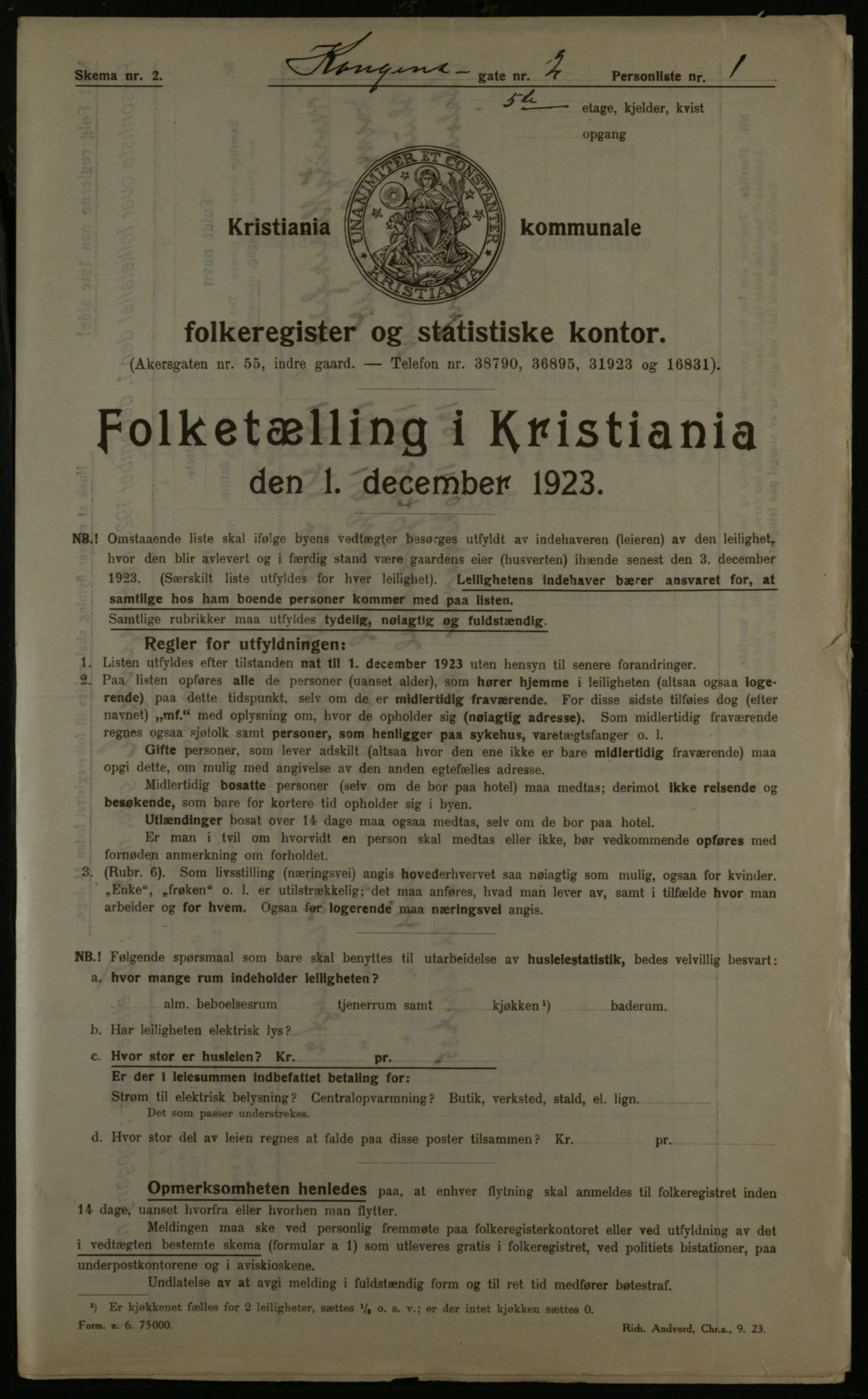 OBA, Municipal Census 1923 for Kristiania, 1923, p. 58809