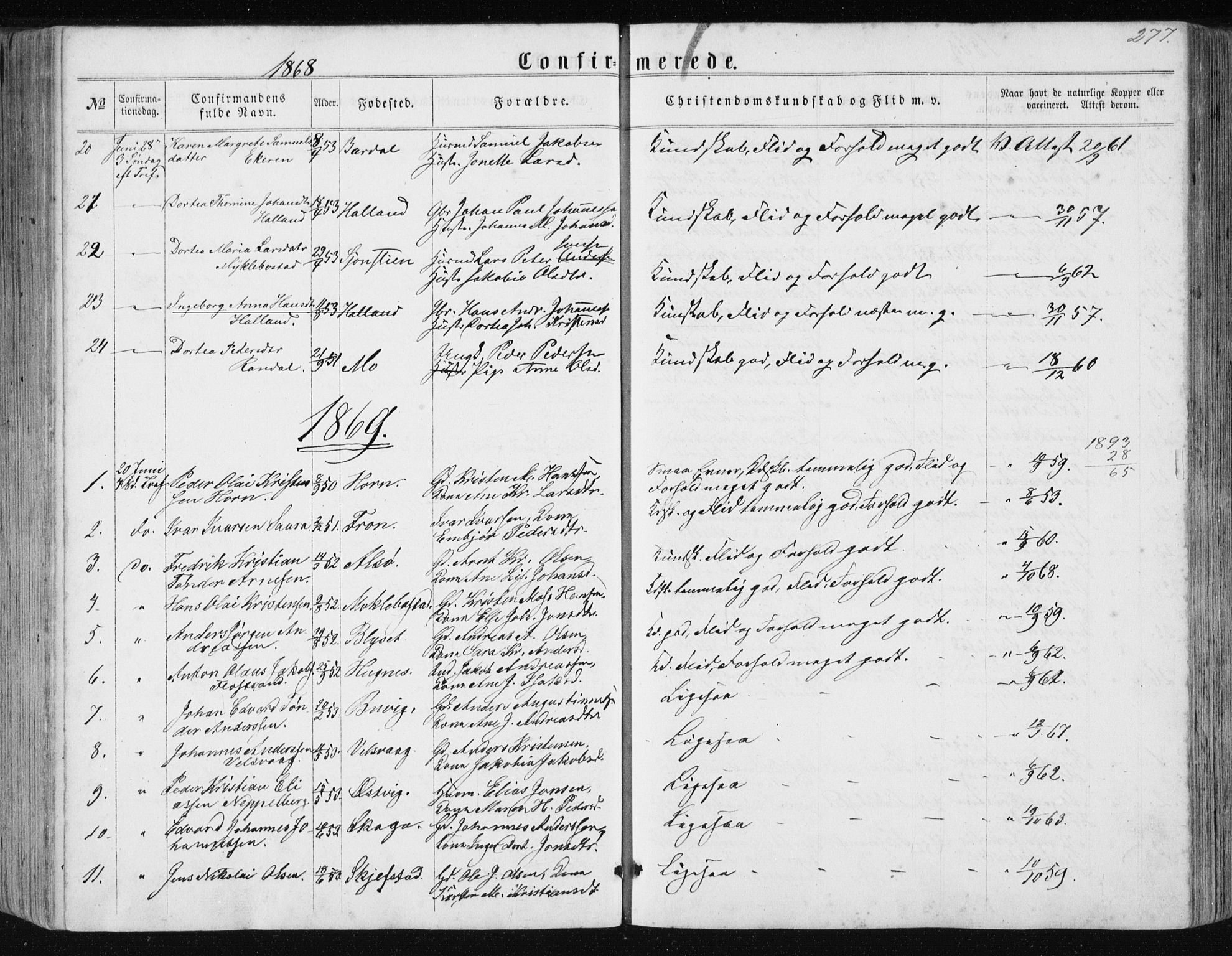 Ministerialprotokoller, klokkerbøker og fødselsregistre - Nordland, SAT/A-1459/838/L0556: Parish register (copy) no. 838C03, 1861-1893, p. 277
