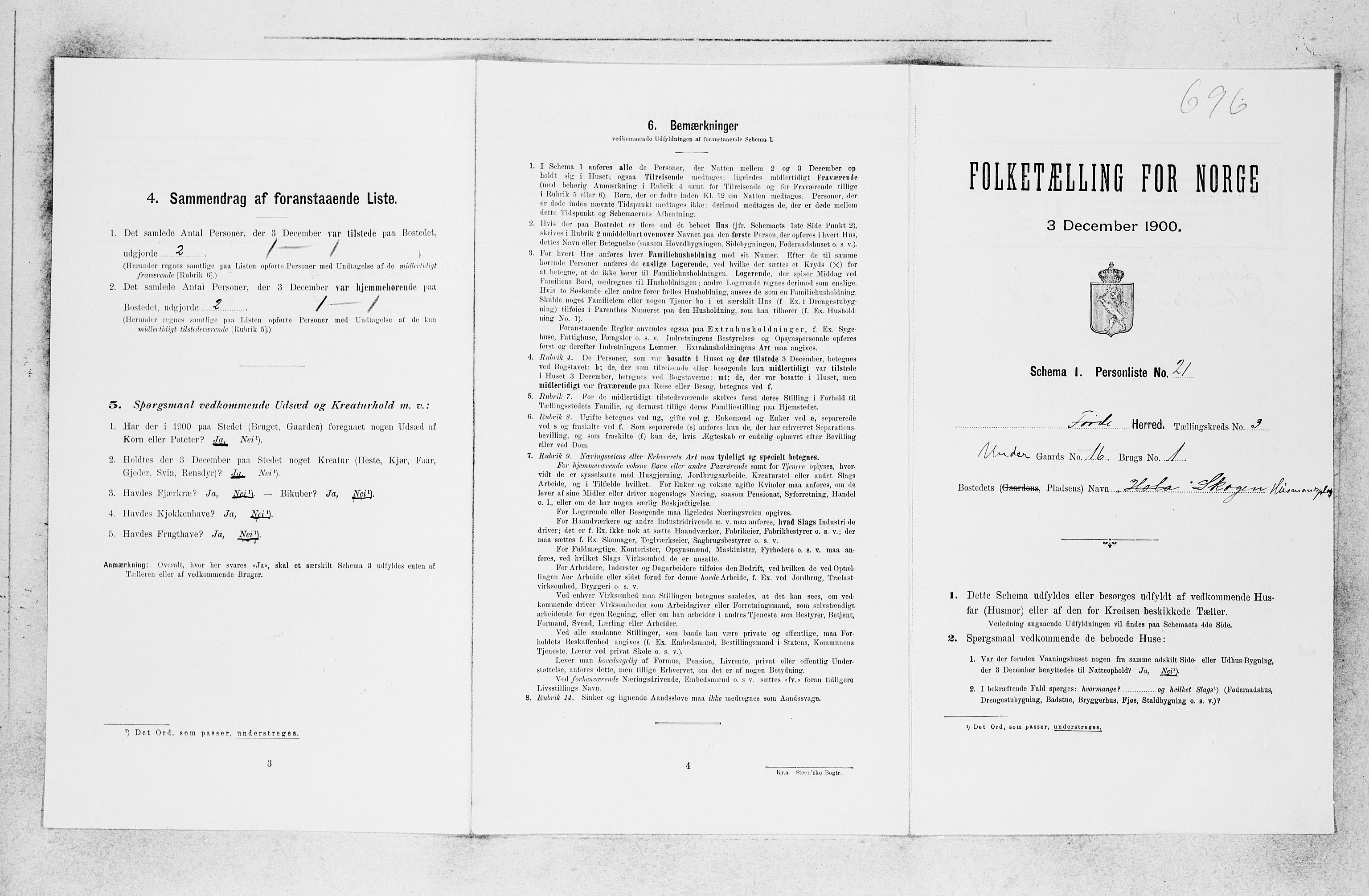 SAB, 1900 census for Førde, 1900, p. 269