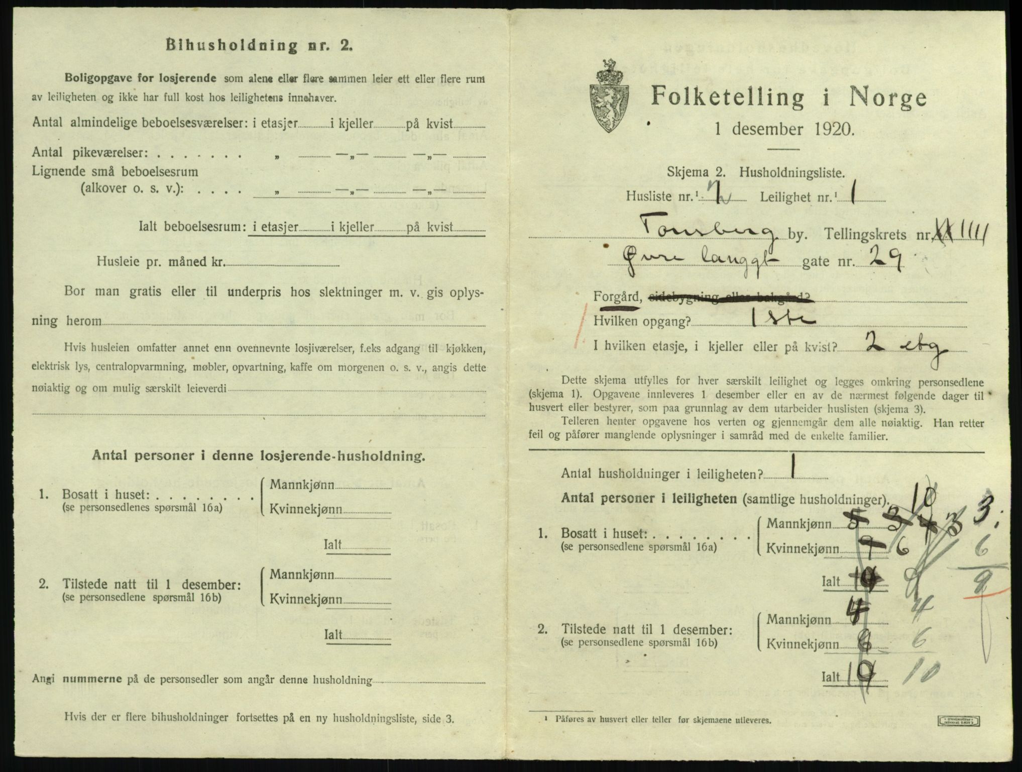 SAKO, 1920 census for Tønsberg, 1920, p. 8377