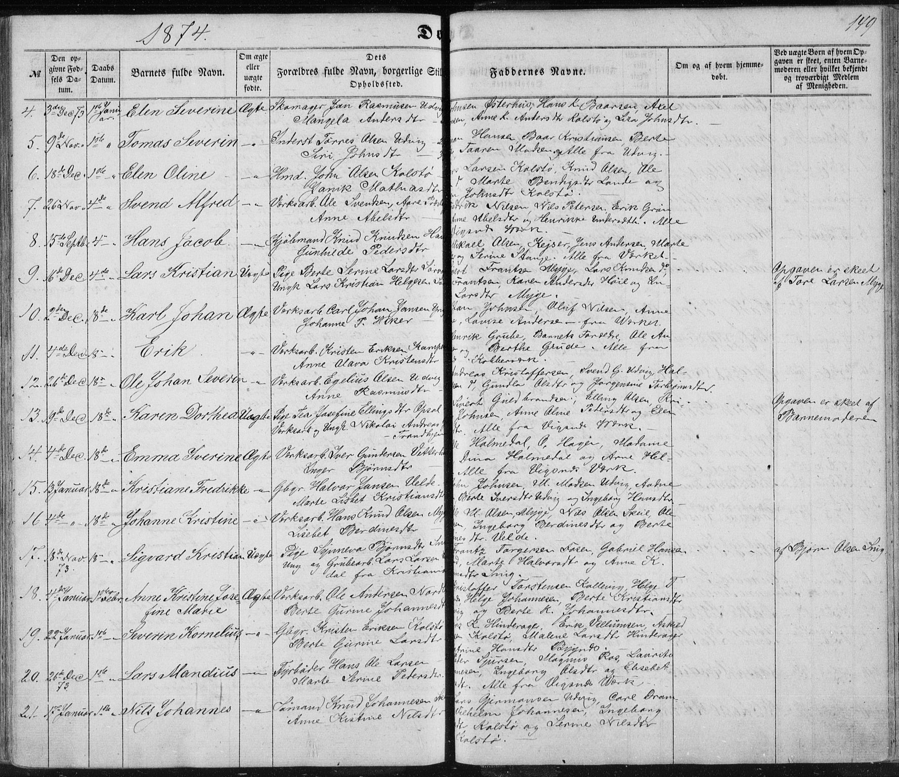 Avaldsnes sokneprestkontor, AV/SAST-A -101851/H/Ha/Haa/L0010: Parish register (official) no. A 10, 1857-1876, p. 149