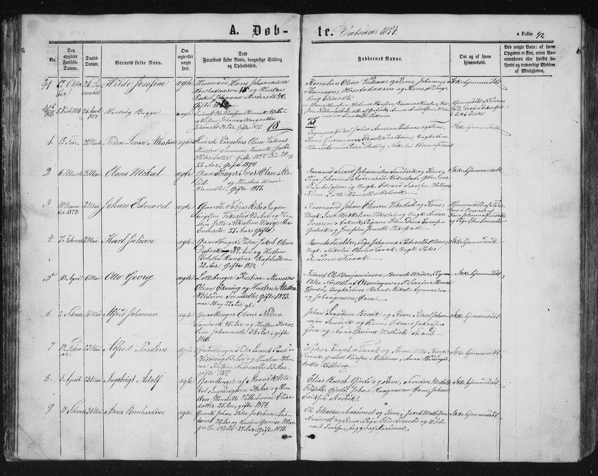 Ministerialprotokoller, klokkerbøker og fødselsregistre - Nordland, AV/SAT-A-1459/810/L0158: Parish register (copy) no. 810C02 /1, 1863-1883, p. 42