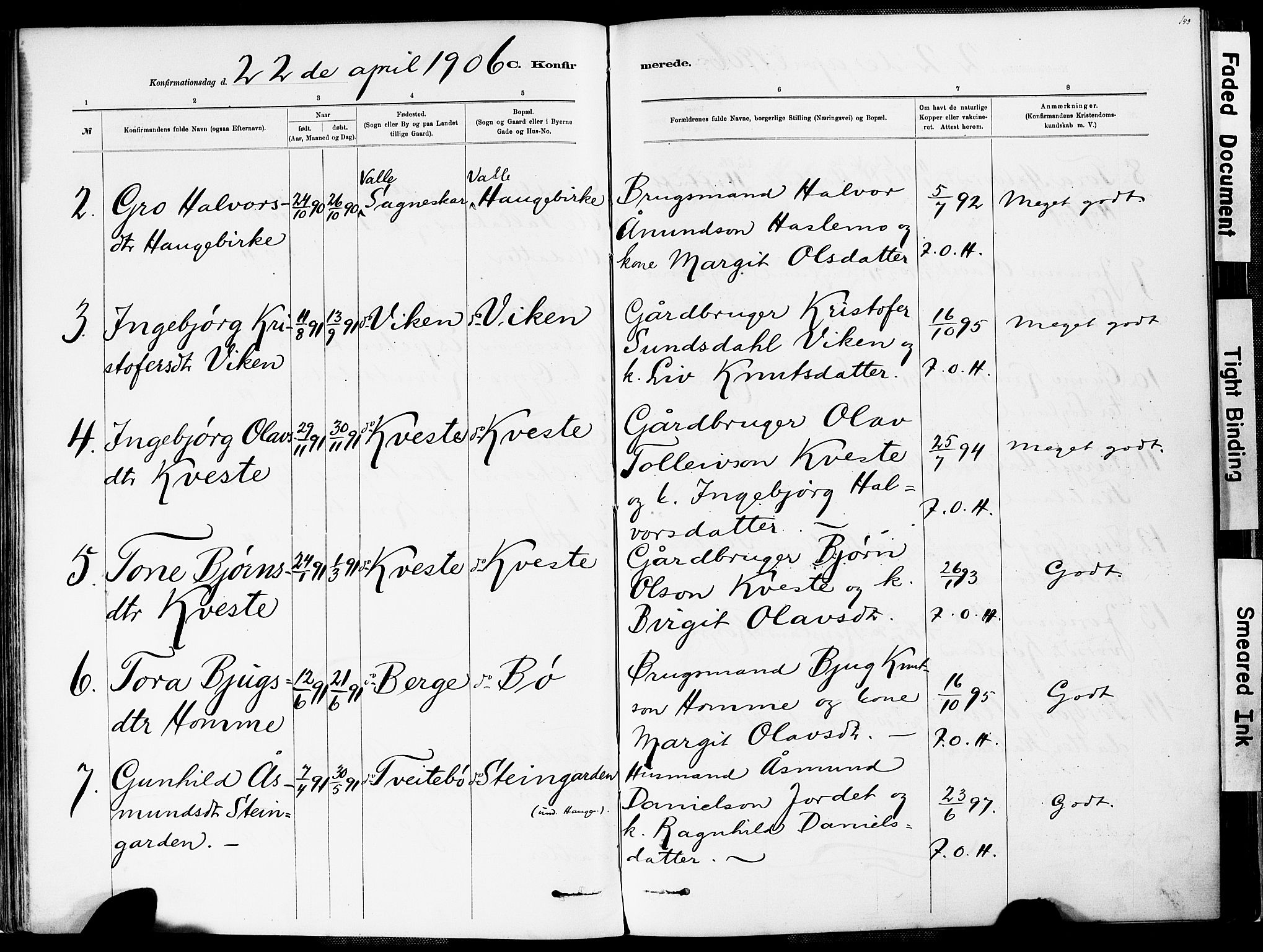 Valle sokneprestkontor, AV/SAK-1111-0044/F/Fa/Fac/L0009: Parish register (official) no. A 9, 1882-1913, p. 153