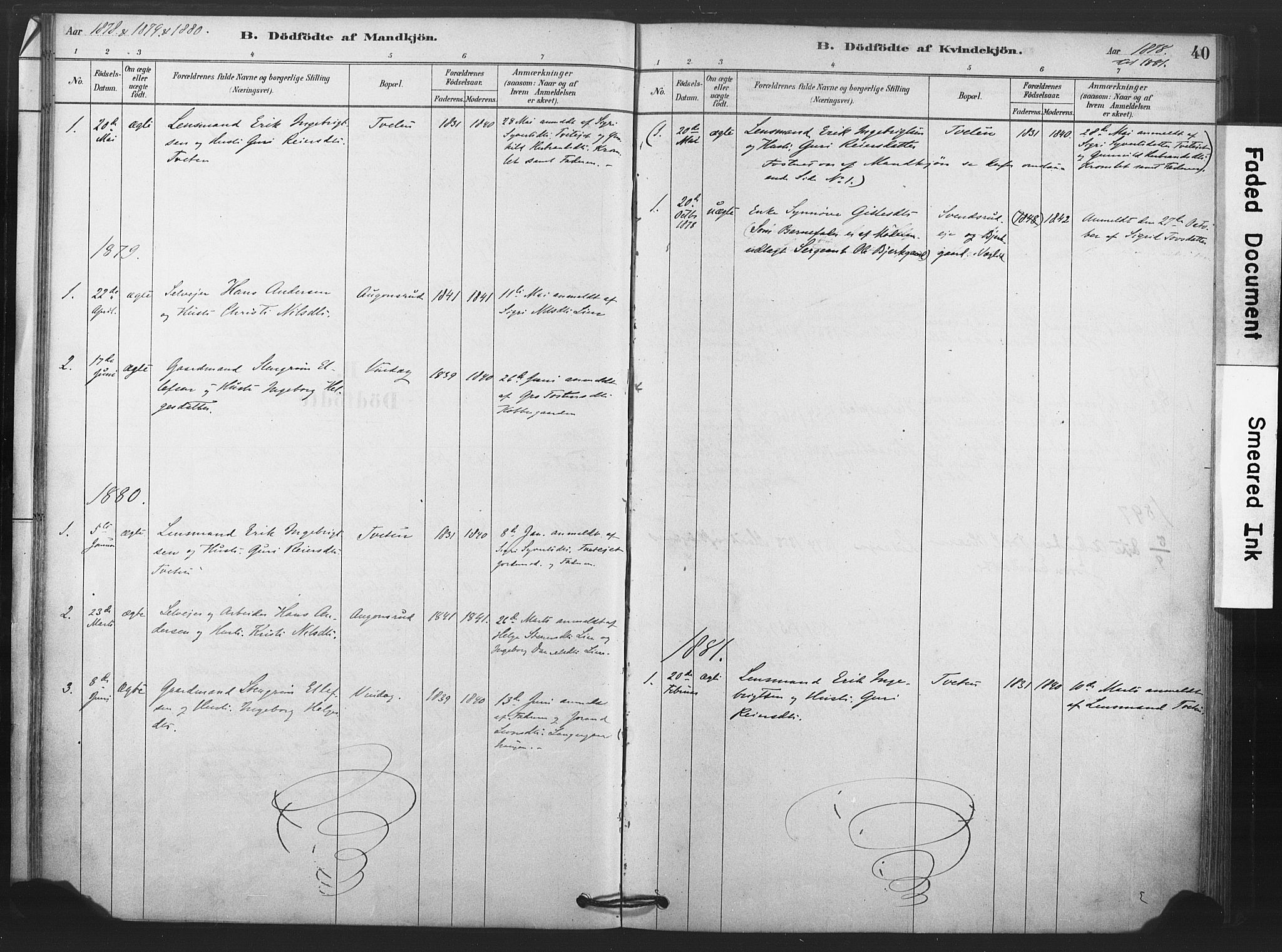 Rollag kirkebøker, SAKO/A-240/F/Fb/L0001: Parish register (official) no. II 1, 1878-1899, p. 40