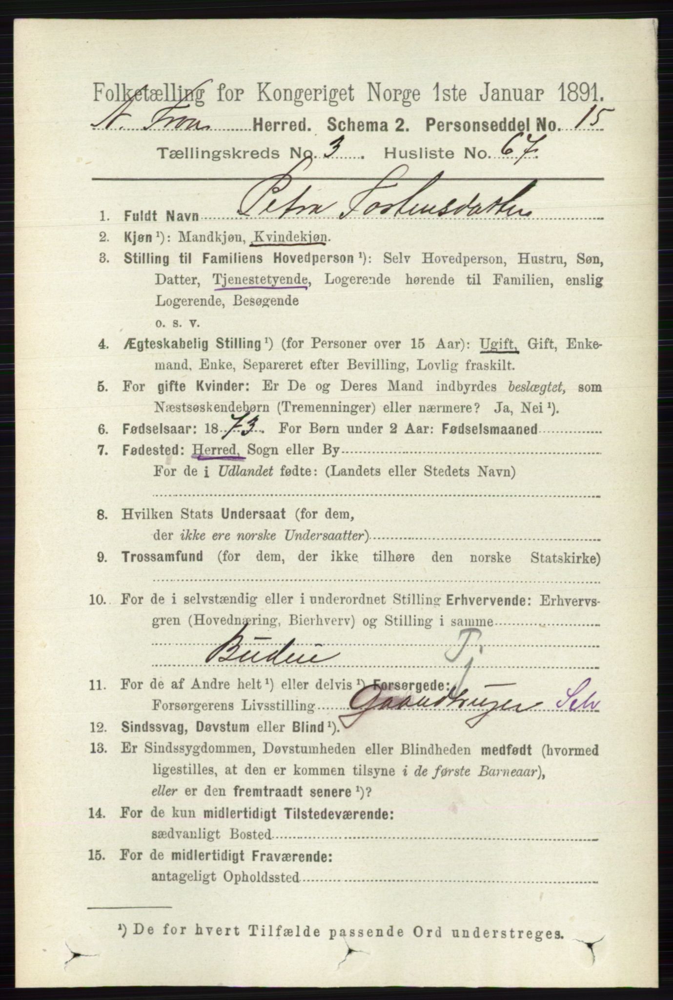 RA, 1891 census for 0518 Nord-Fron, 1891, p. 1253