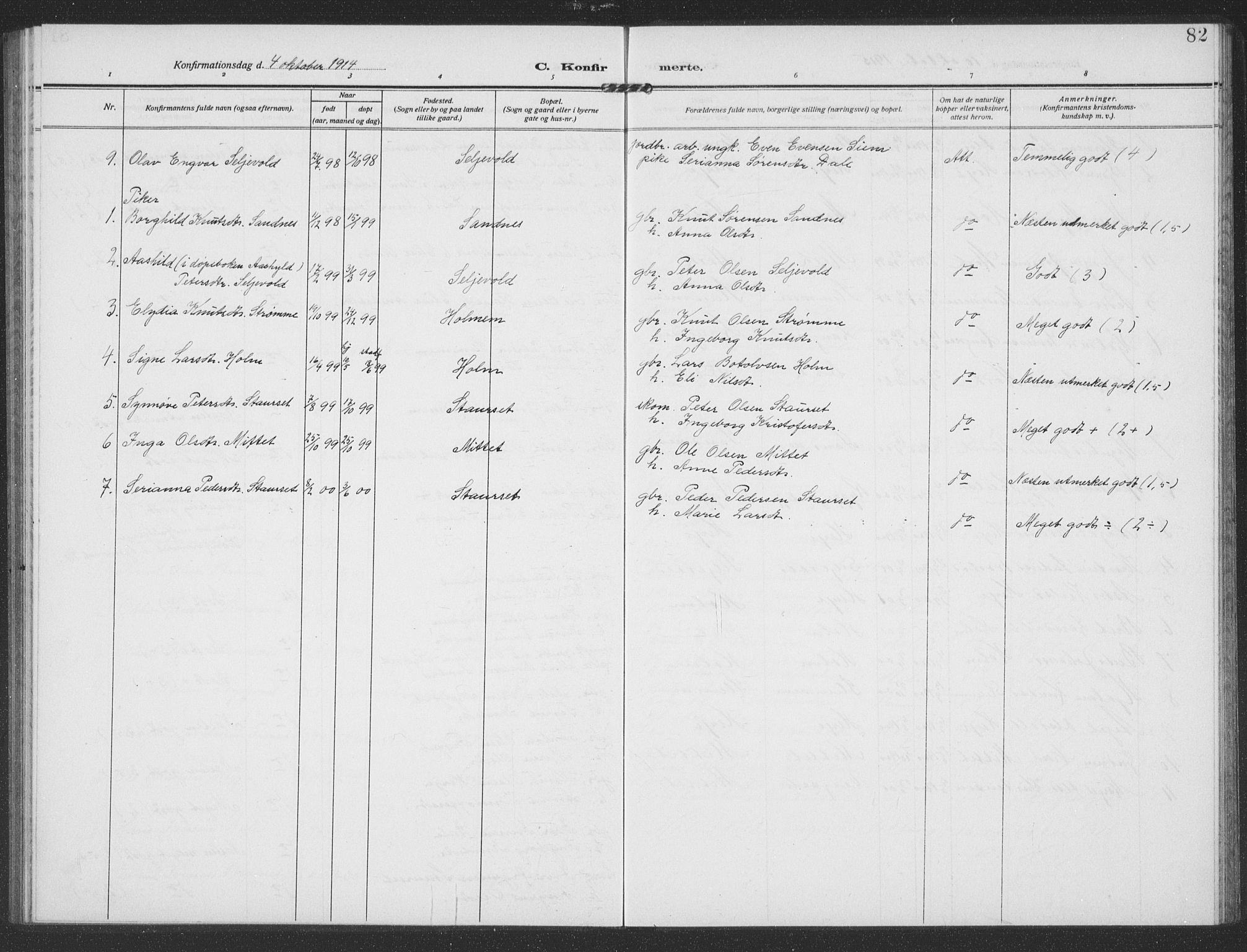 Ministerialprotokoller, klokkerbøker og fødselsregistre - Møre og Romsdal, AV/SAT-A-1454/549/L0615: Parish register (copy) no. 549C01, 1905-1932, p. 82