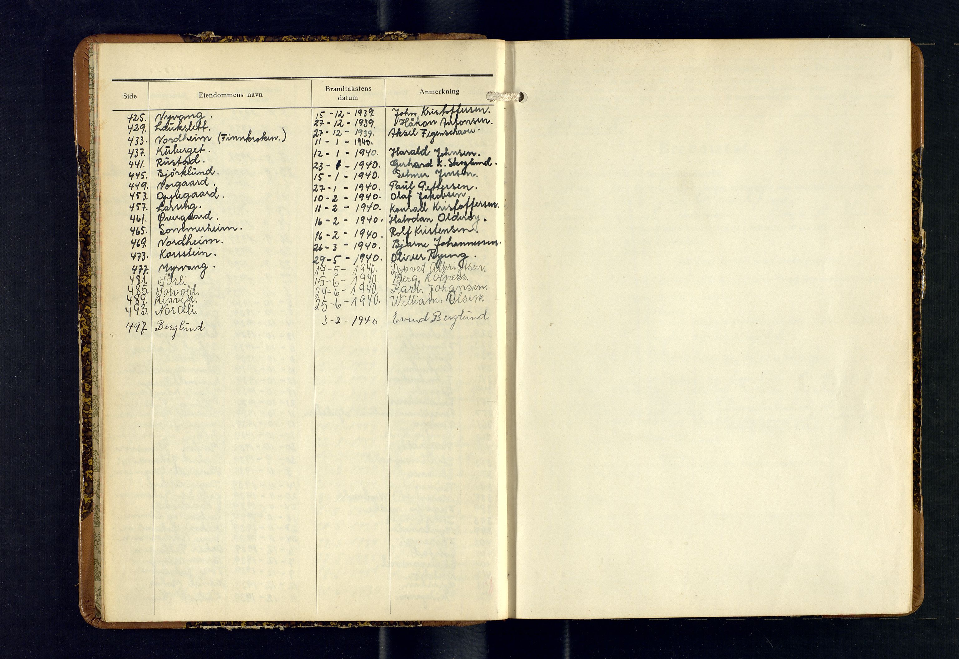 Tromsøysund lensmannskontor, AV/SATØ-SATØ-12/F/Fs/Fsb/L0756: Branntakstprotokoll (S). Med register, 1938-1940