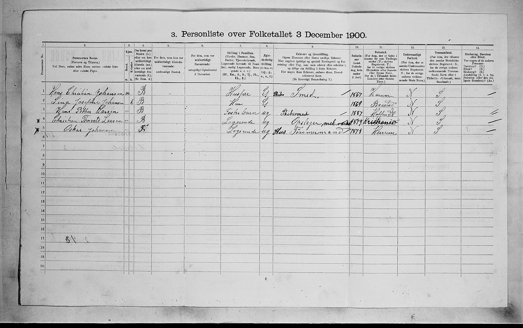 SAO, 1900 census for Kristiania, 1900, p. 32051