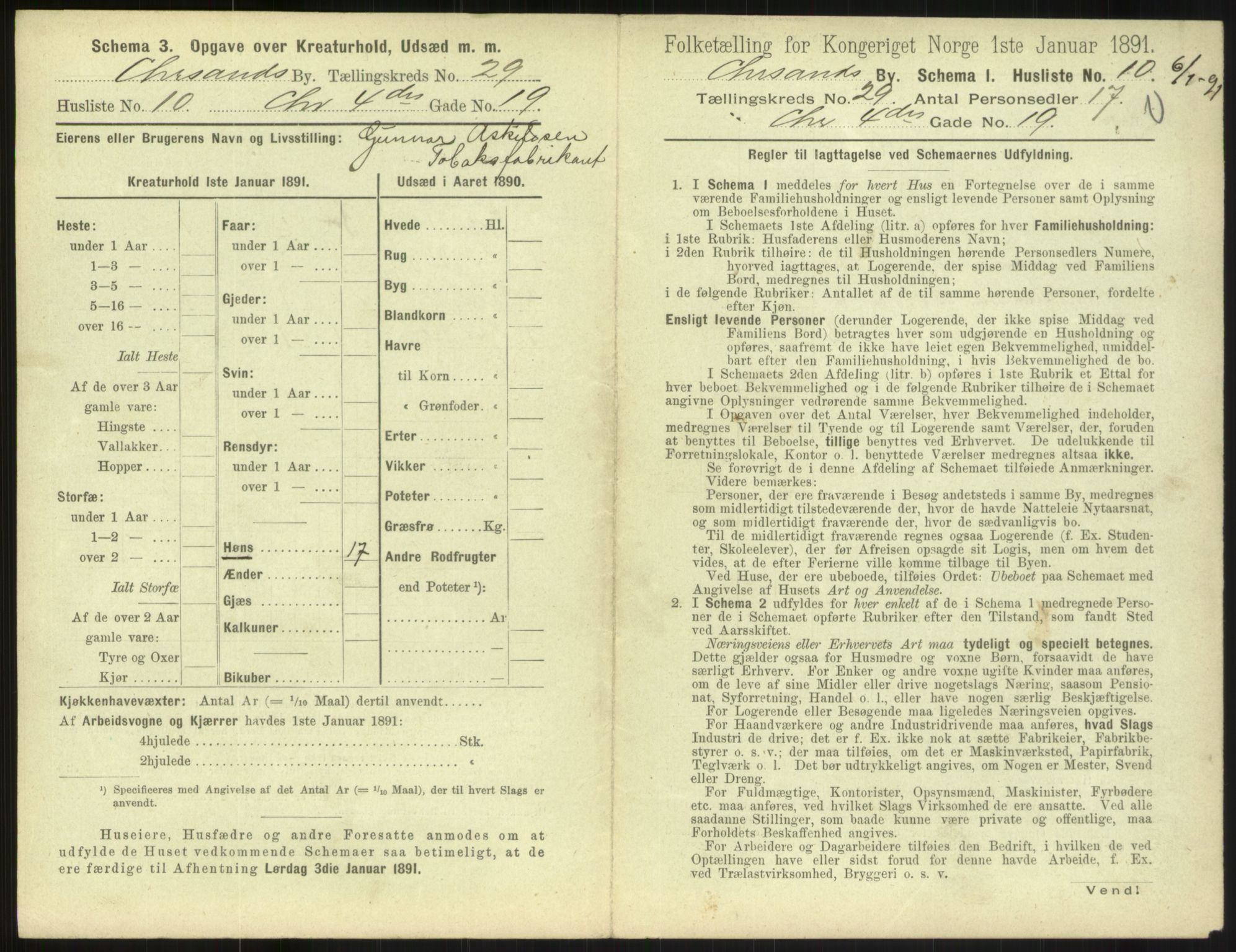 RA, 1891 census for 1001 Kristiansand, 1891, p. 1564