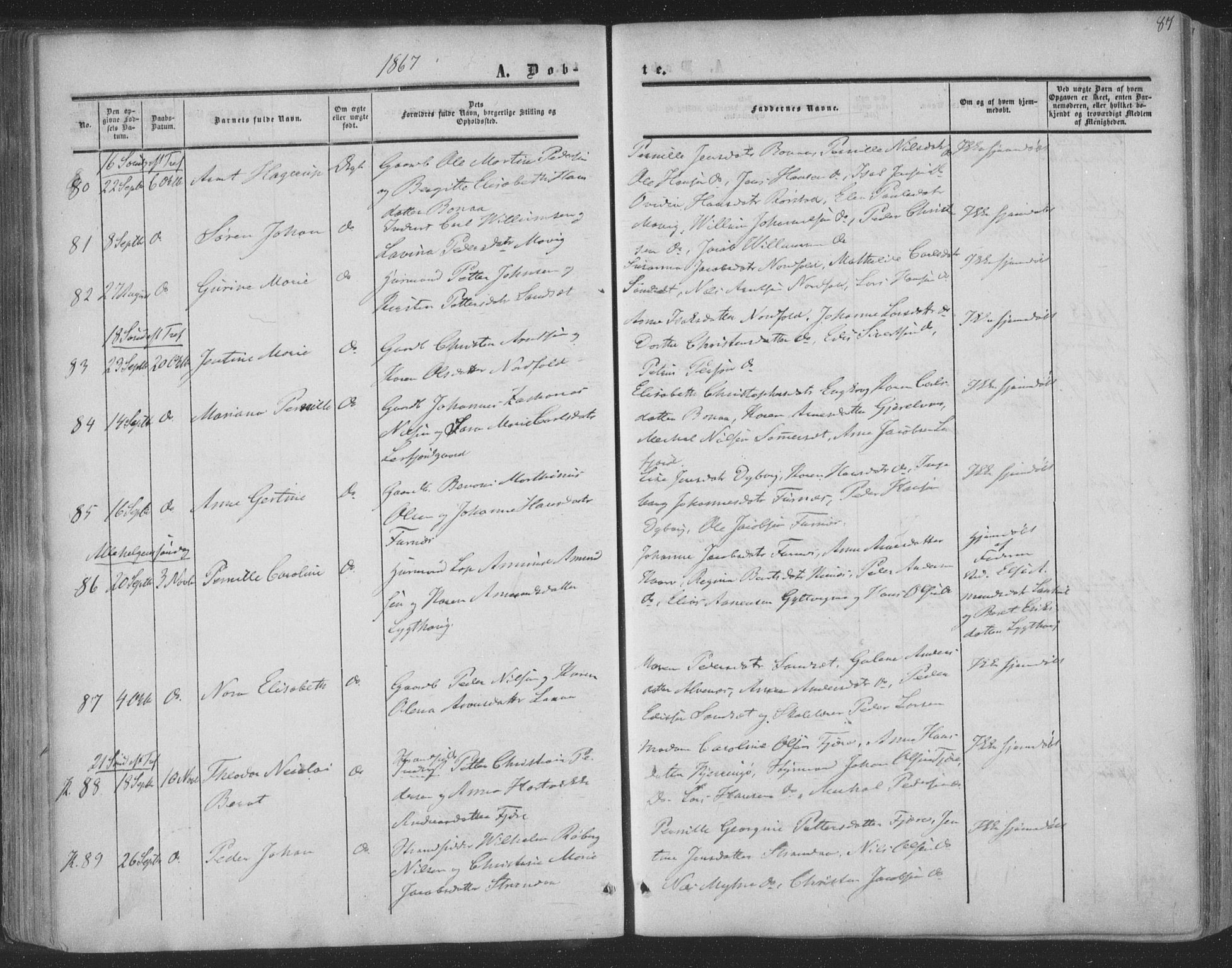 Ministerialprotokoller, klokkerbøker og fødselsregistre - Nordland, SAT/A-1459/853/L0770: Parish register (official) no. 853A09, 1857-1870, p. 87
