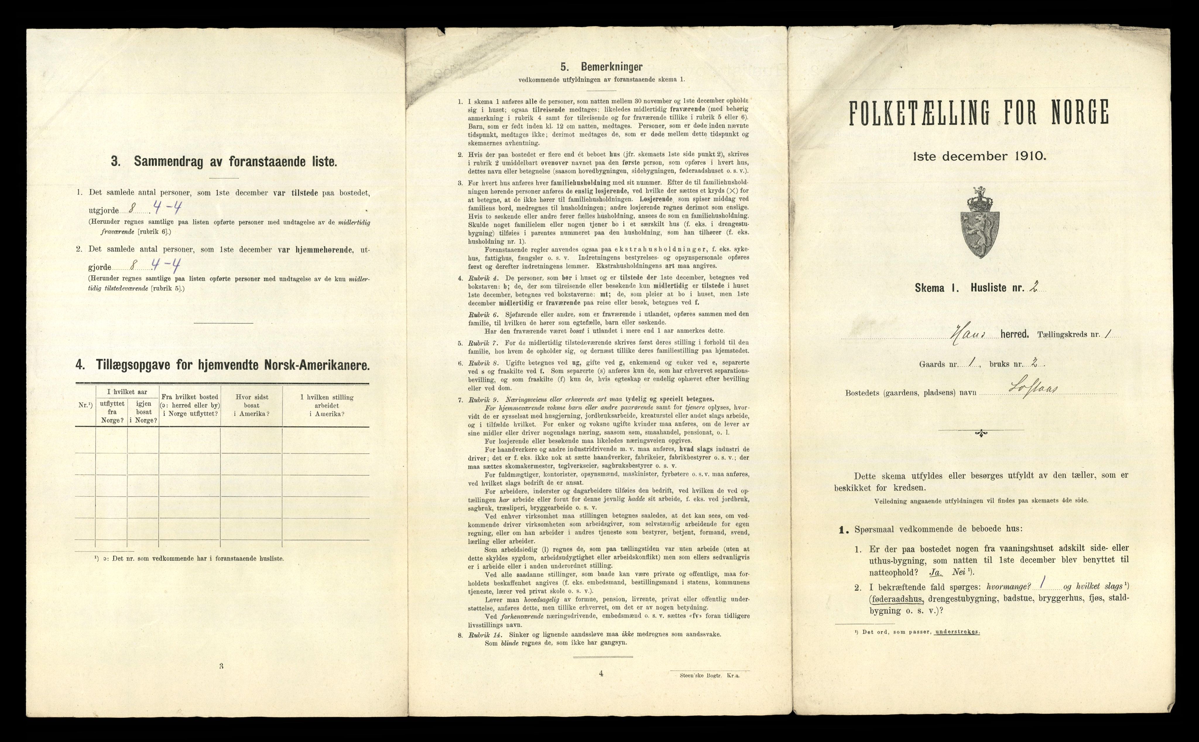 RA, 1910 census for Haus, 1910, p. 64