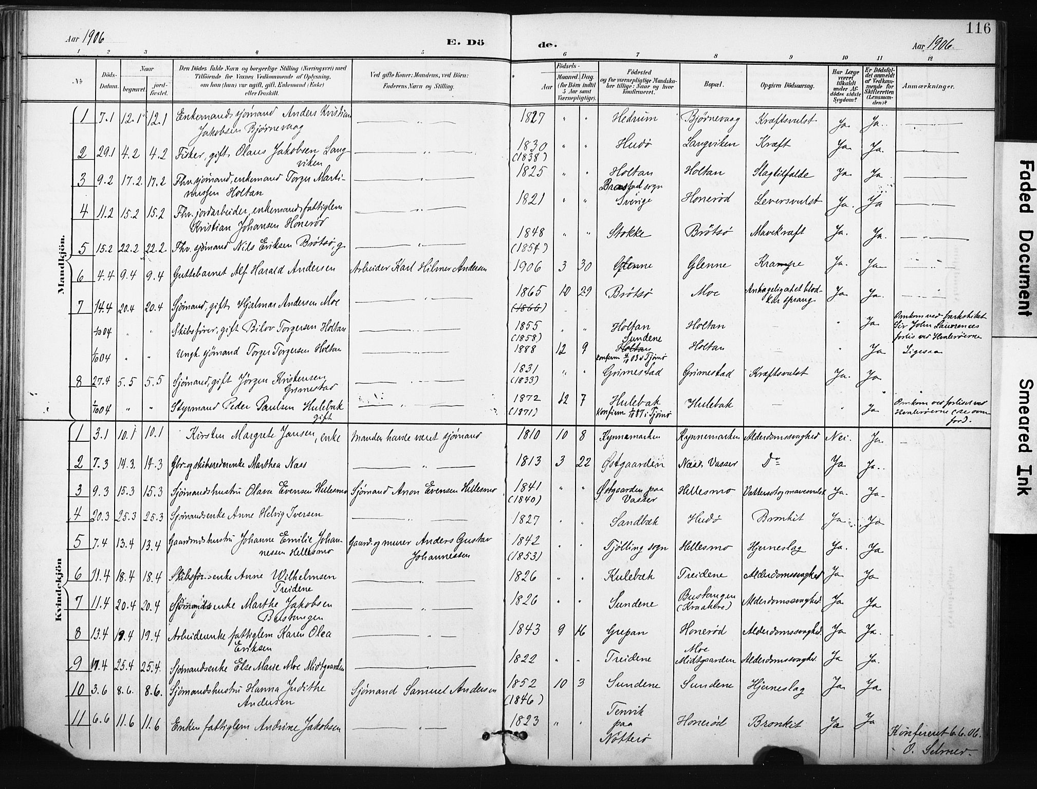 Tjøme kirkebøker, AV/SAKO-A-328/F/Fa/L0005: Parish register (official) no. I 5, 1901-1909, p. 116