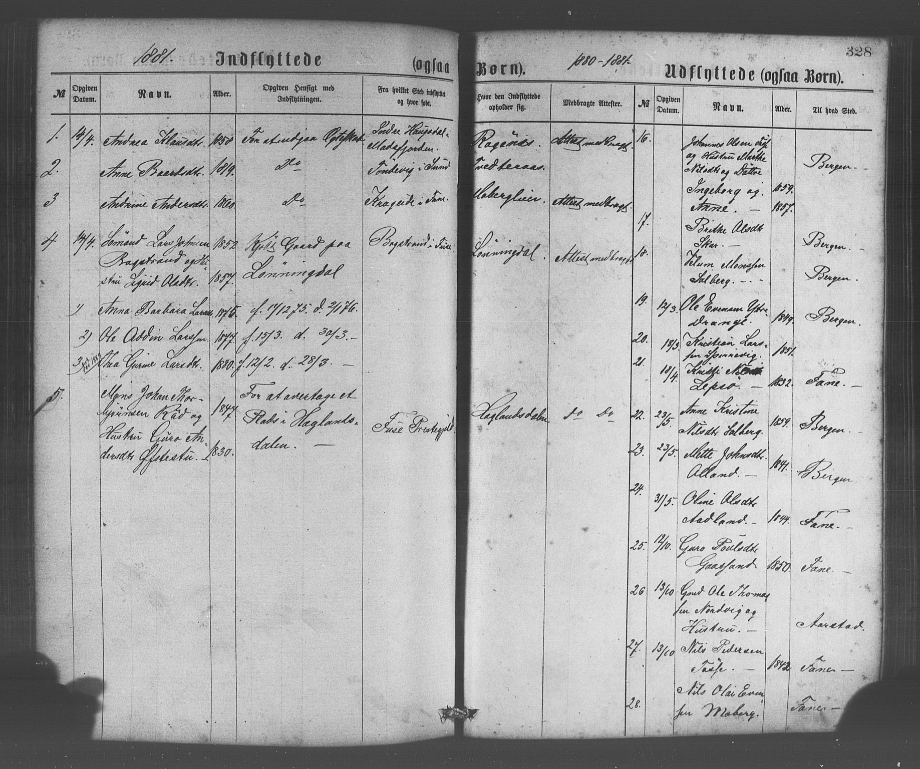Os sokneprestembete, SAB/A-99929: Parish register (official) no. A 18, 1874-1884, p. 328