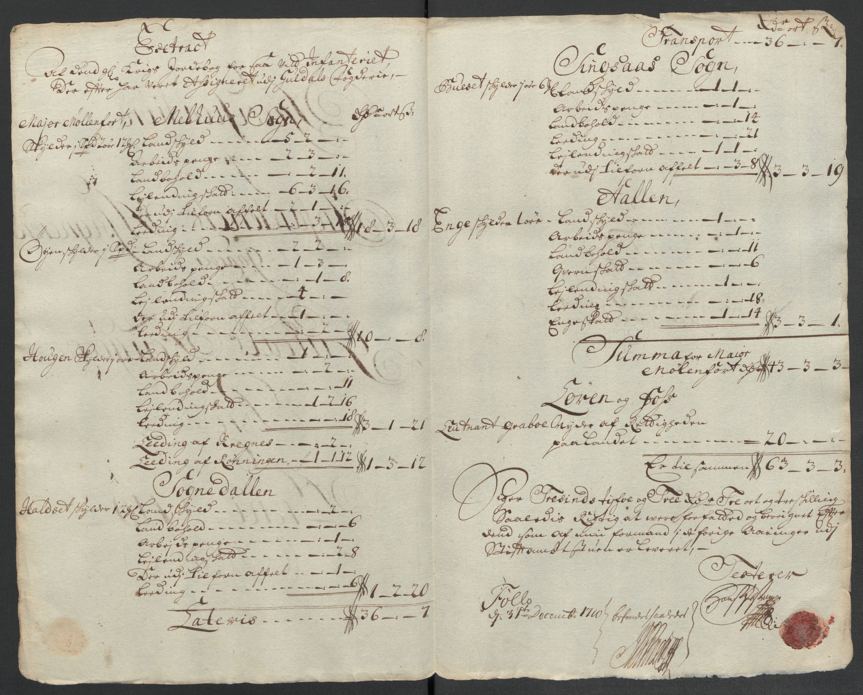 Rentekammeret inntil 1814, Reviderte regnskaper, Fogderegnskap, AV/RA-EA-4092/R60/L3960: Fogderegnskap Orkdal og Gauldal, 1710, p. 391