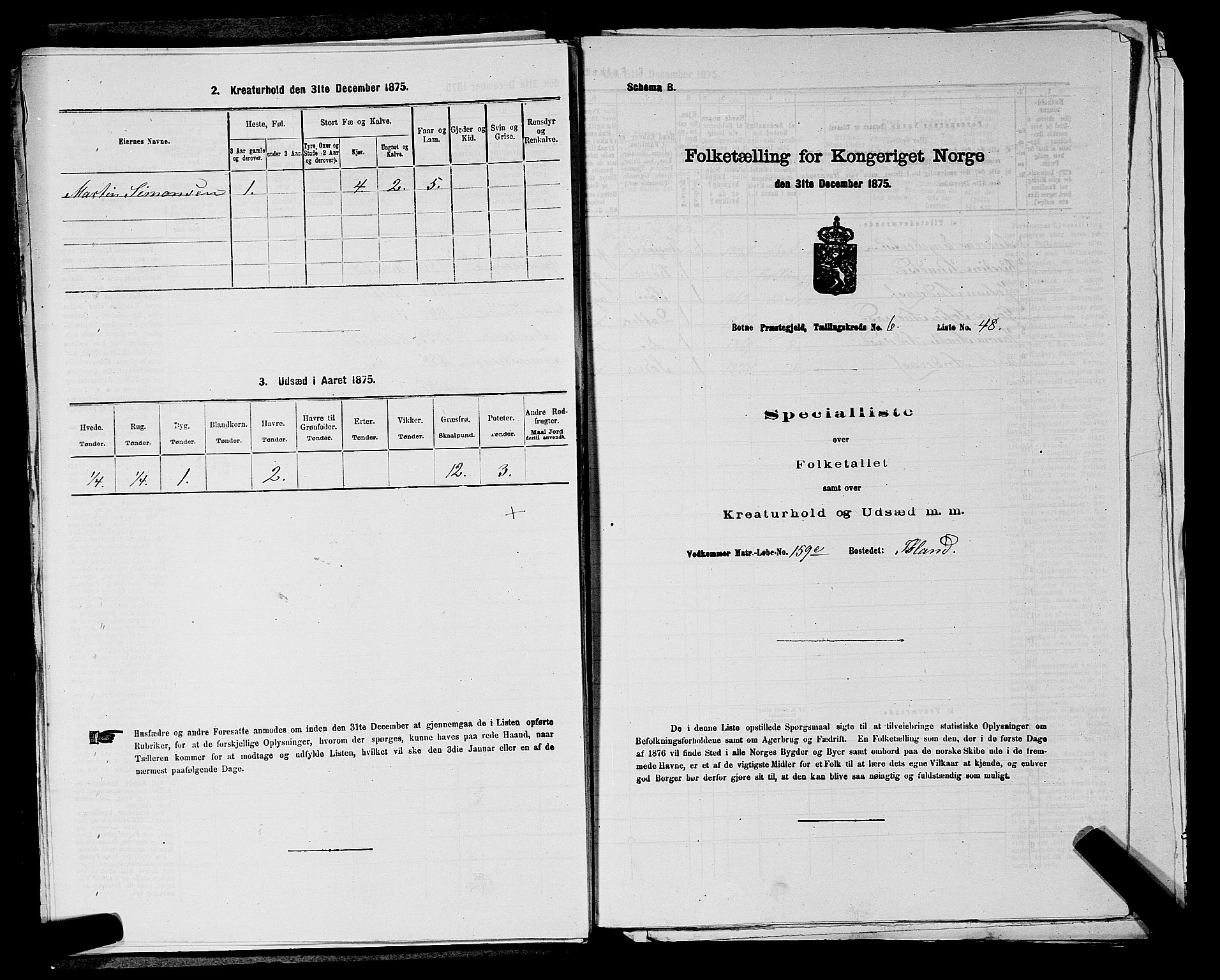 SAKO, 1875 census for 0715P Botne, 1875, p. 571