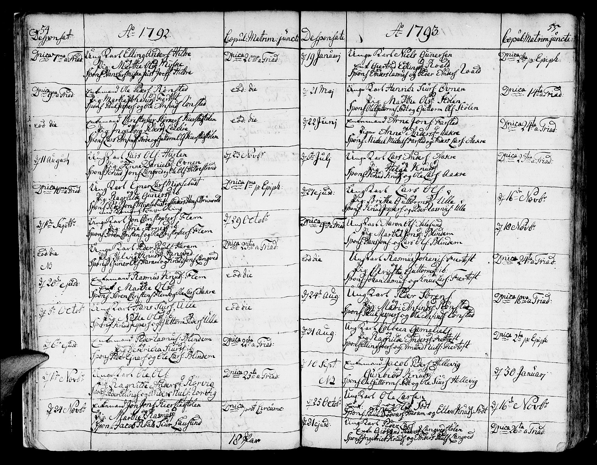 Ministerialprotokoller, klokkerbøker og fødselsregistre - Møre og Romsdal, SAT/A-1454/536/L0493: Parish register (official) no. 536A02, 1739-1802, p. 54-55