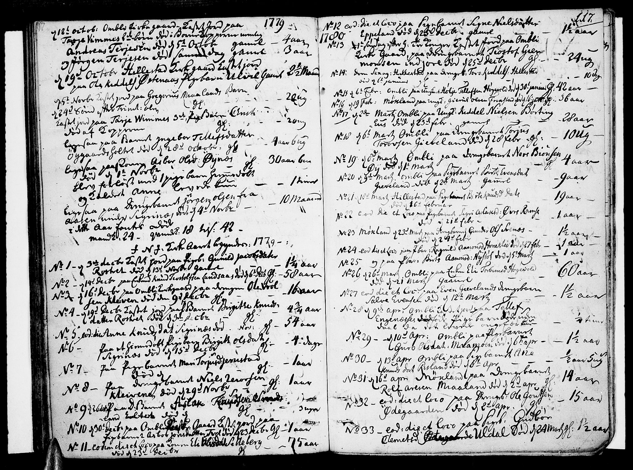 Åmli sokneprestkontor, AV/SAK-1111-0050/F/Fa/Fac/L0004: Parish register (official) no. A 4, 1775-1796, p. 117