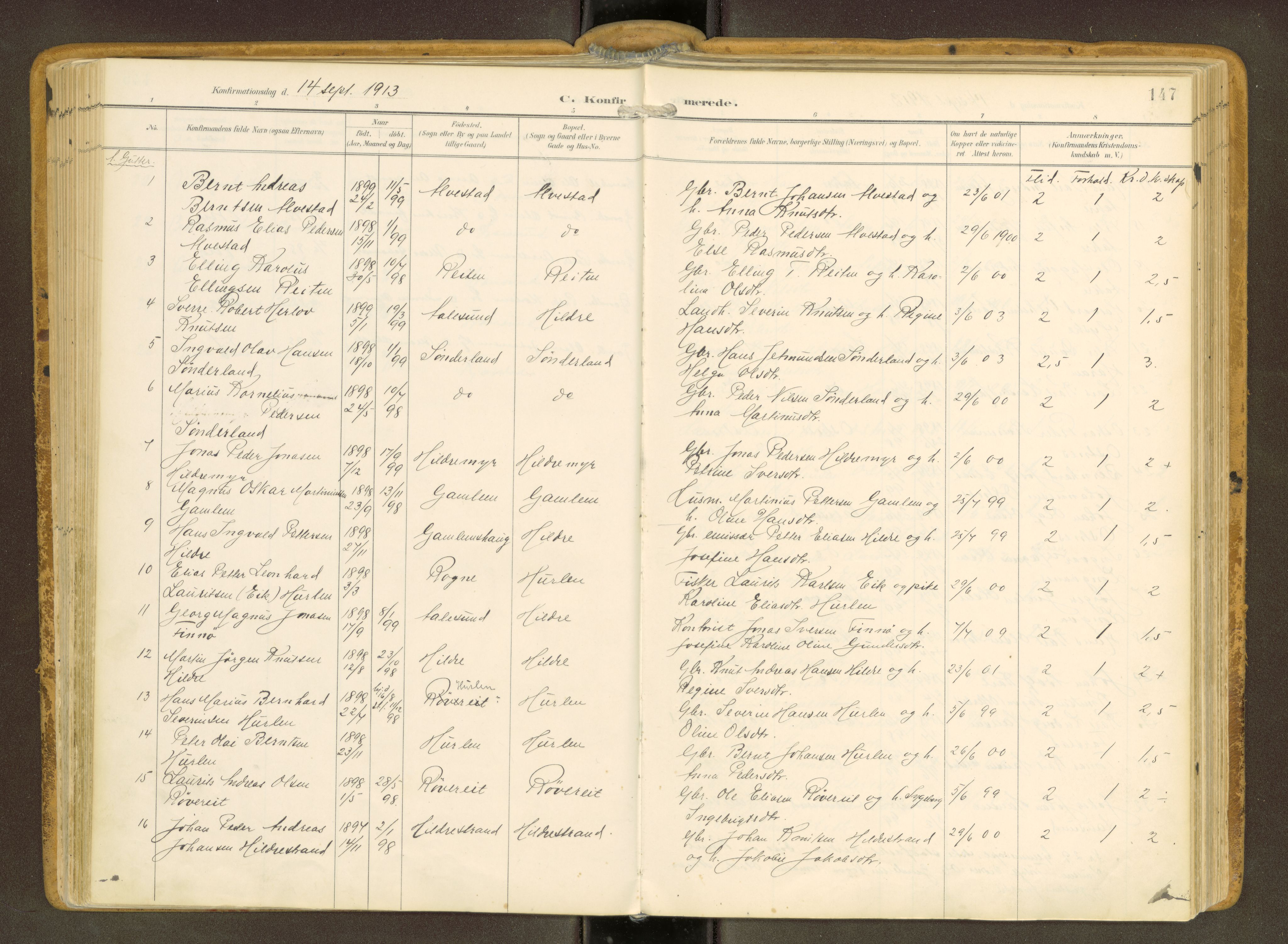 Ministerialprotokoller, klokkerbøker og fødselsregistre - Møre og Romsdal, AV/SAT-A-1454/536/L0517: Parish register (official) no. 536A--, 1897-1917, p. 147