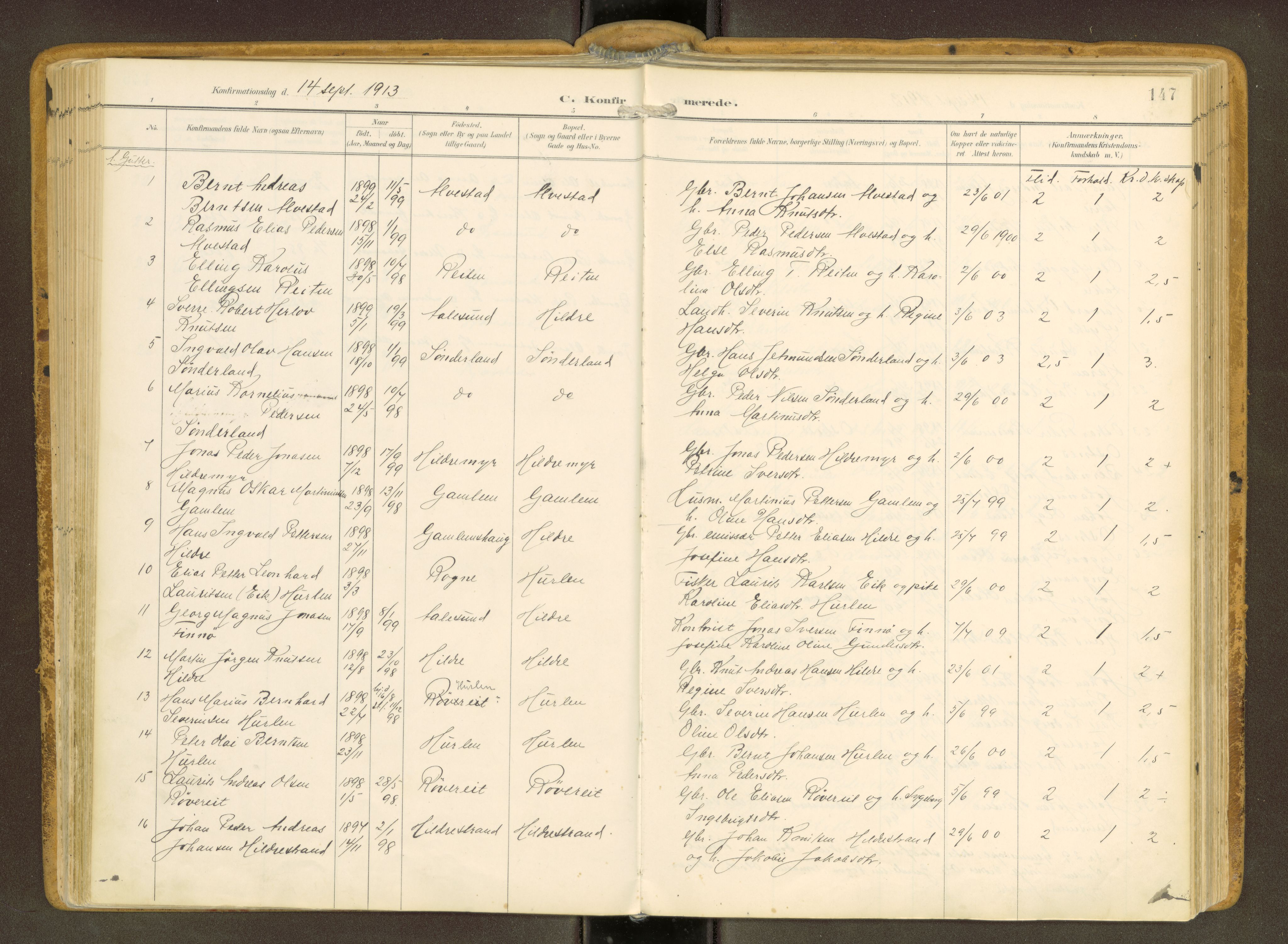 Ministerialprotokoller, klokkerbøker og fødselsregistre - Møre og Romsdal, SAT/A-1454/536/L0517: Parish register (official) no. 536A--, 1897-1917, p. 147