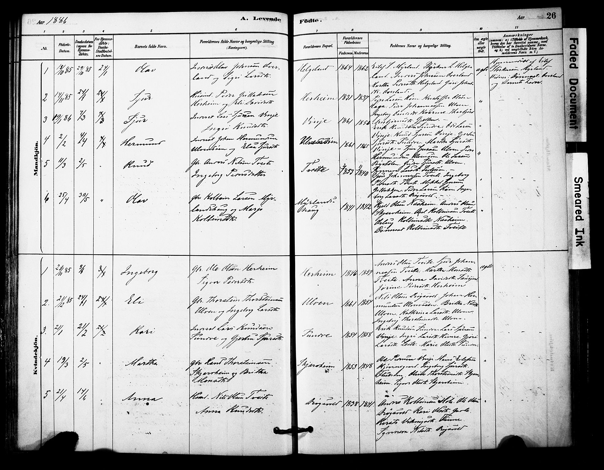 Vossestrand Sokneprestembete, SAB/A-79101/H/Haa: Parish register (official) no. C 1, 1878-1903, p. 26