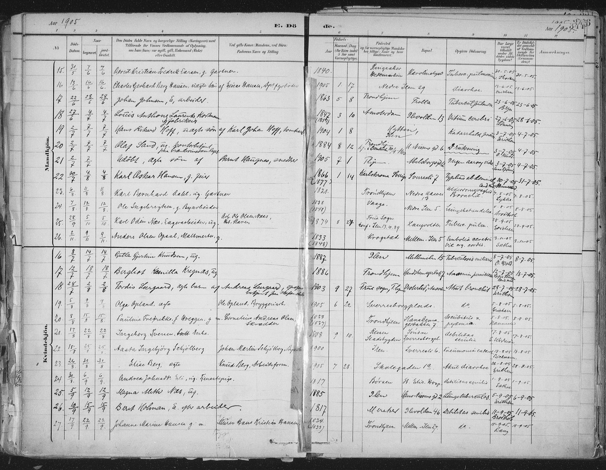 Ministerialprotokoller, klokkerbøker og fødselsregistre - Sør-Trøndelag, SAT/A-1456/603/L0167: Parish register (official) no. 603A06, 1896-1932, p. 344