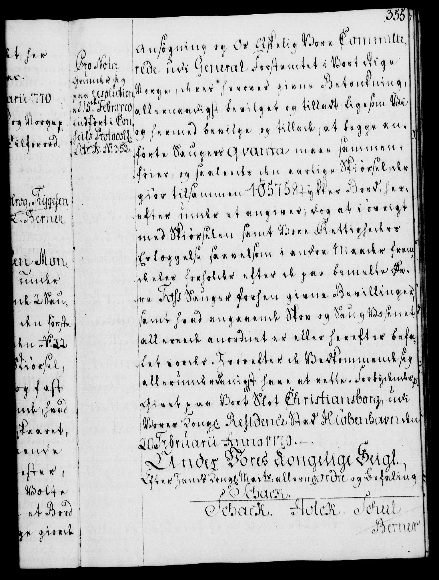 Rentekammeret, Kammerkanselliet, AV/RA-EA-3111/G/Gg/Gga/L0008: Norsk ekspedisjonsprotokoll med register (merket RK 53.8), 1768-1771, p. 355