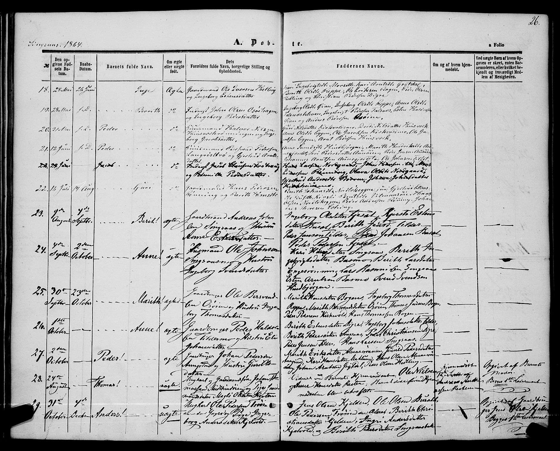 Ministerialprotokoller, klokkerbøker og fødselsregistre - Sør-Trøndelag, AV/SAT-A-1456/685/L0967: Parish register (official) no. 685A07 /2, 1860-1869, p. 26