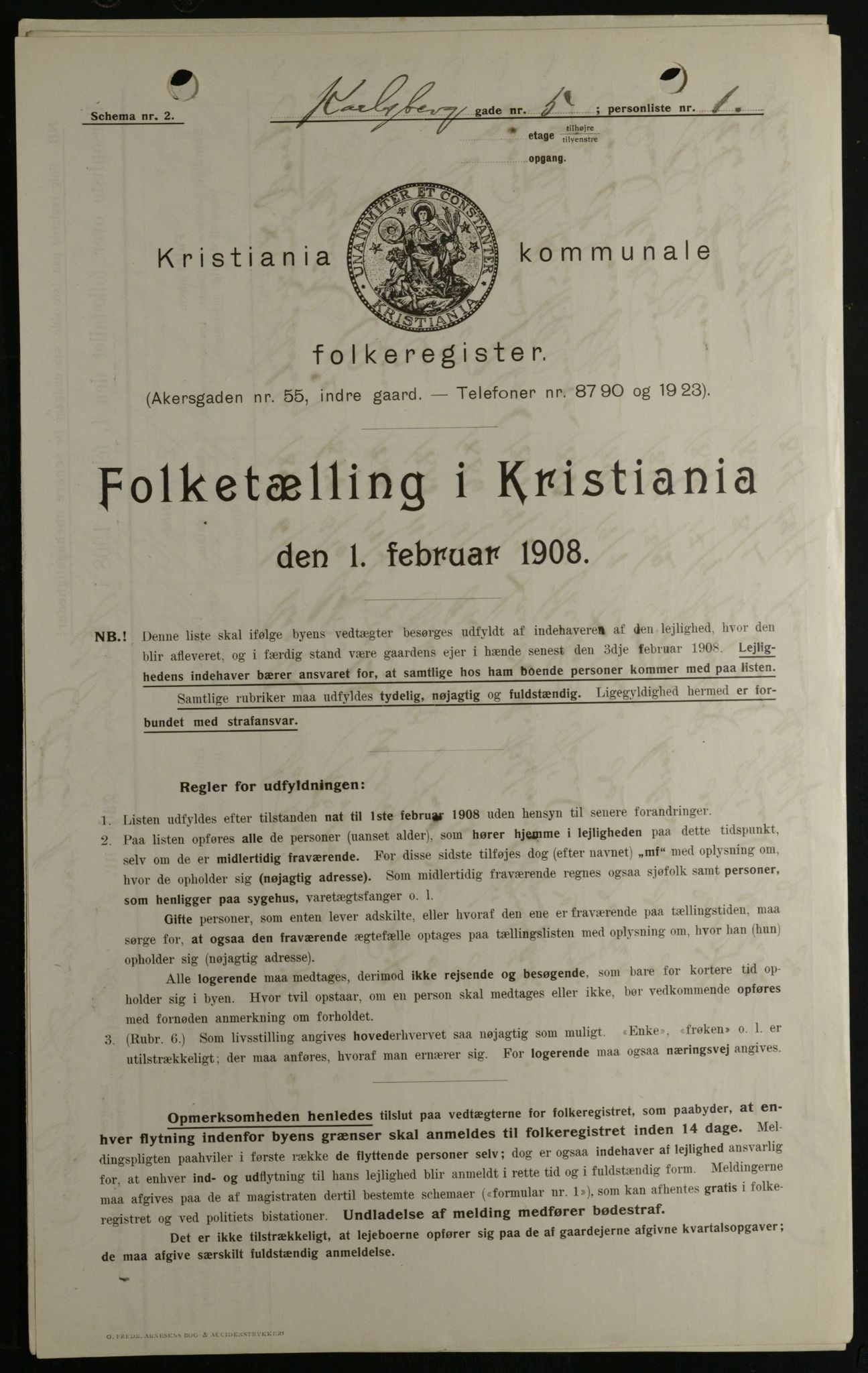 OBA, Municipal Census 1908 for Kristiania, 1908, p. 43795