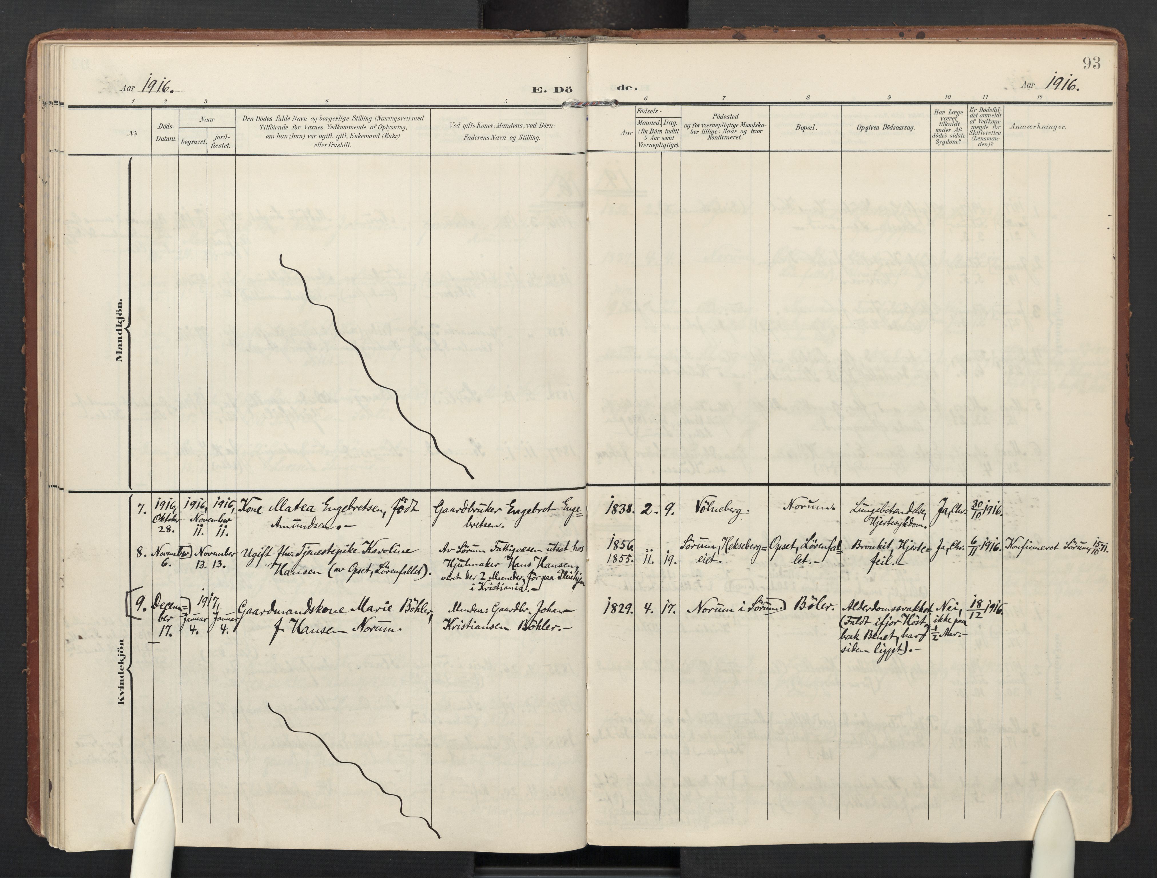 Sørum prestekontor Kirkebøker, AV/SAO-A-10303/F/Fa/L0009: Parish register (official) no. I 9, 1905-1931, p. 93