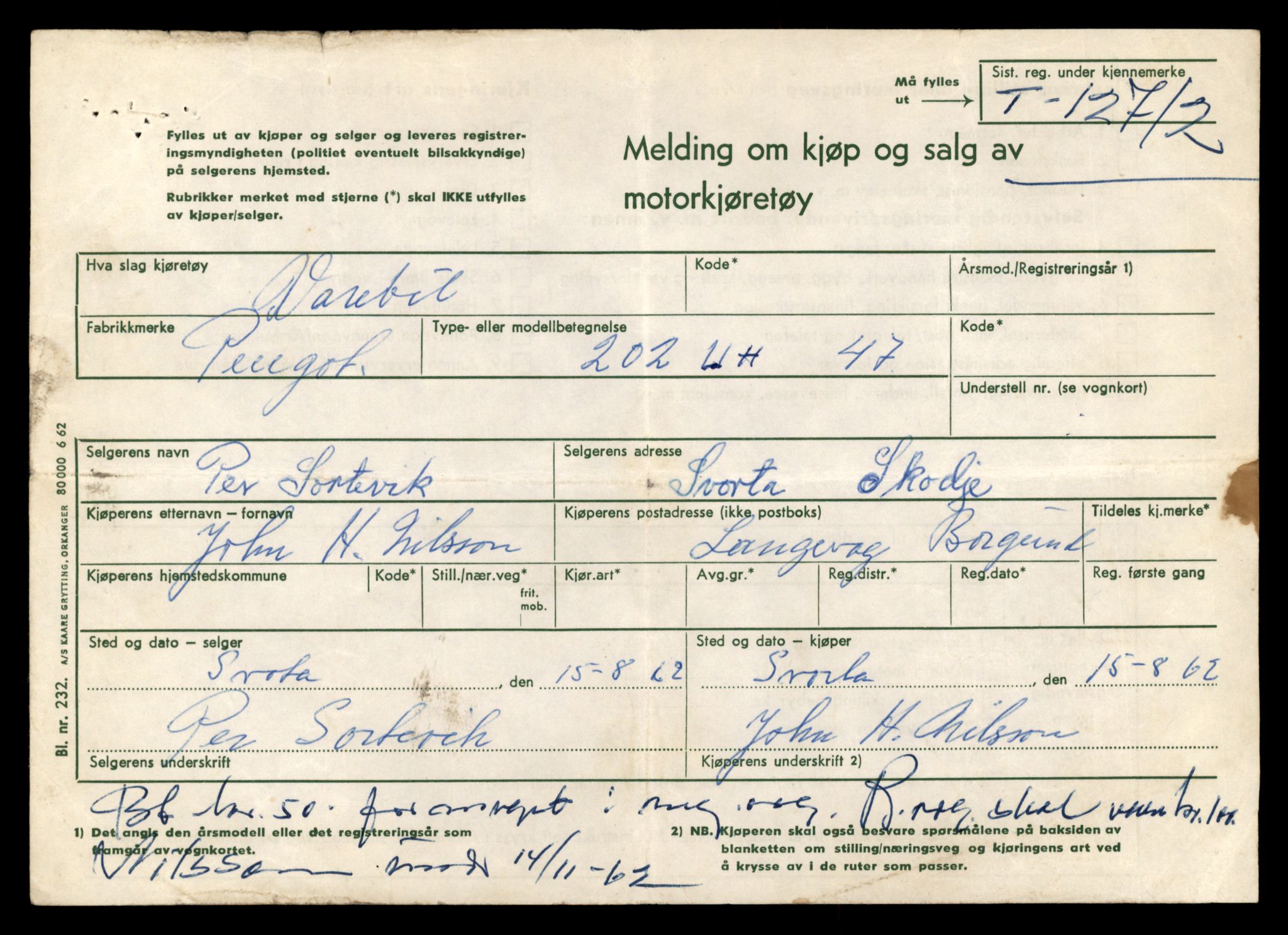 Møre og Romsdal vegkontor - Ålesund trafikkstasjon, SAT/A-4099/F/Fe/L0035: Registreringskort for kjøretøy T 12653 - T 12829, 1927-1998, p. 1166