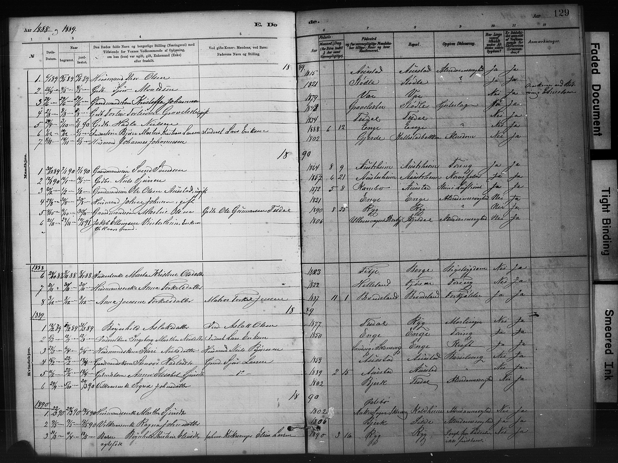 Etne sokneprestembete, SAB/A-75001/H/Hab: Parish register (copy) no. A 5, 1879-1896, p. 129