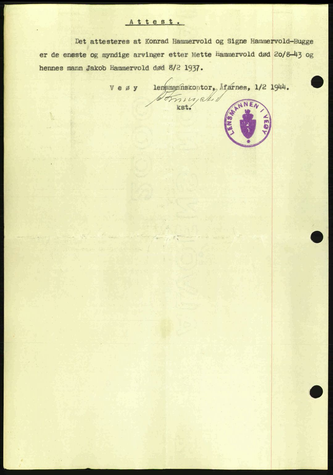 Romsdal sorenskriveri, AV/SAT-A-4149/1/2/2C: Mortgage book no. A15, 1943-1944, Diary no: : 214/1944