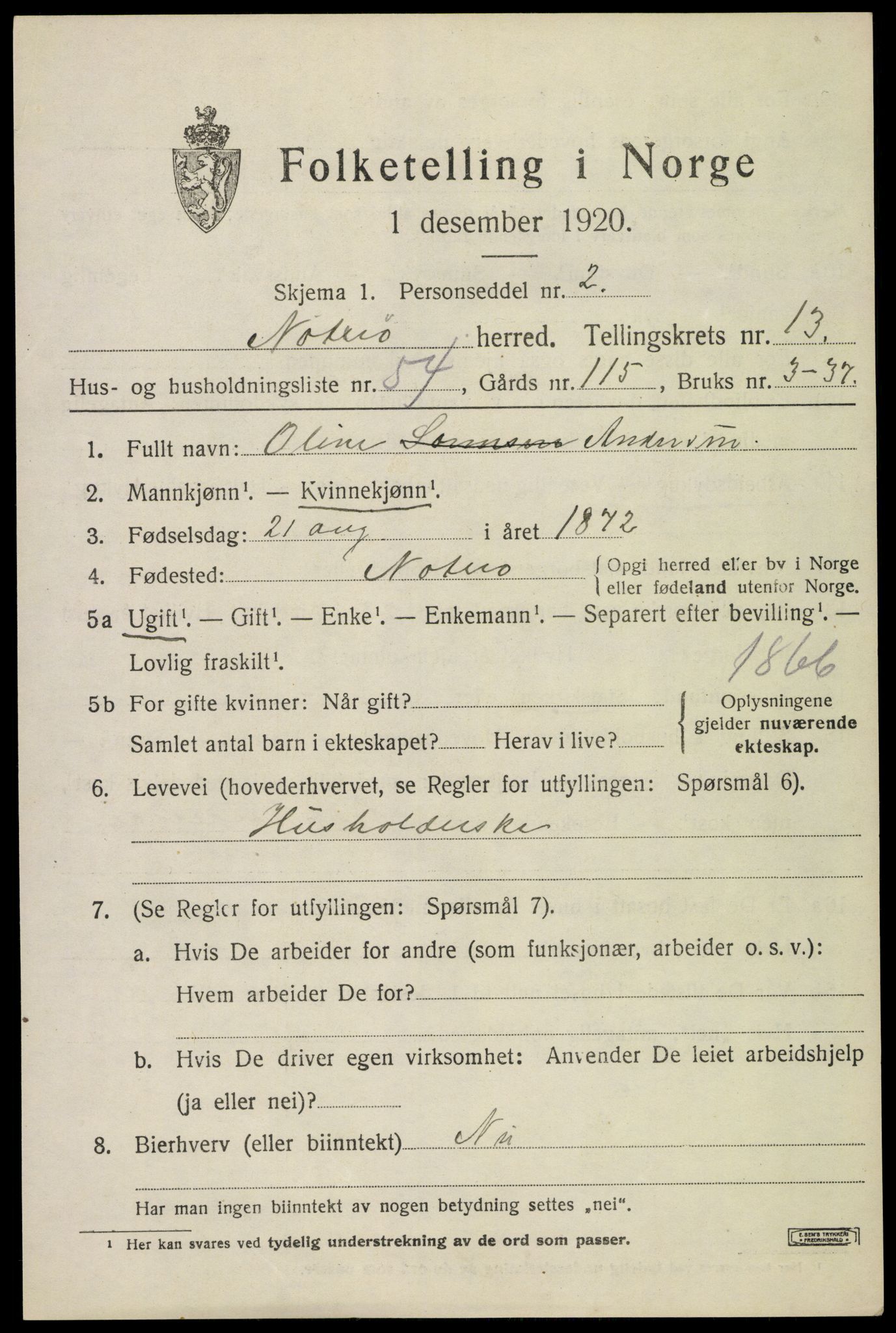 SAKO, 1920 census for Nøtterøy, 1920, p. 15753