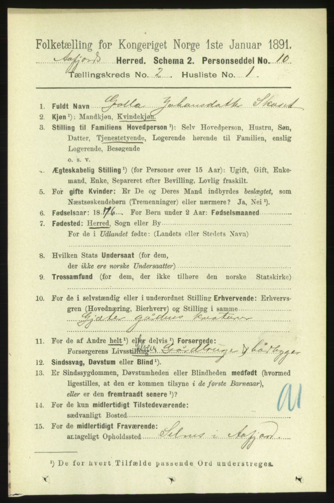 RA, 1891 census for 1630 Åfjord, 1891, p. 386