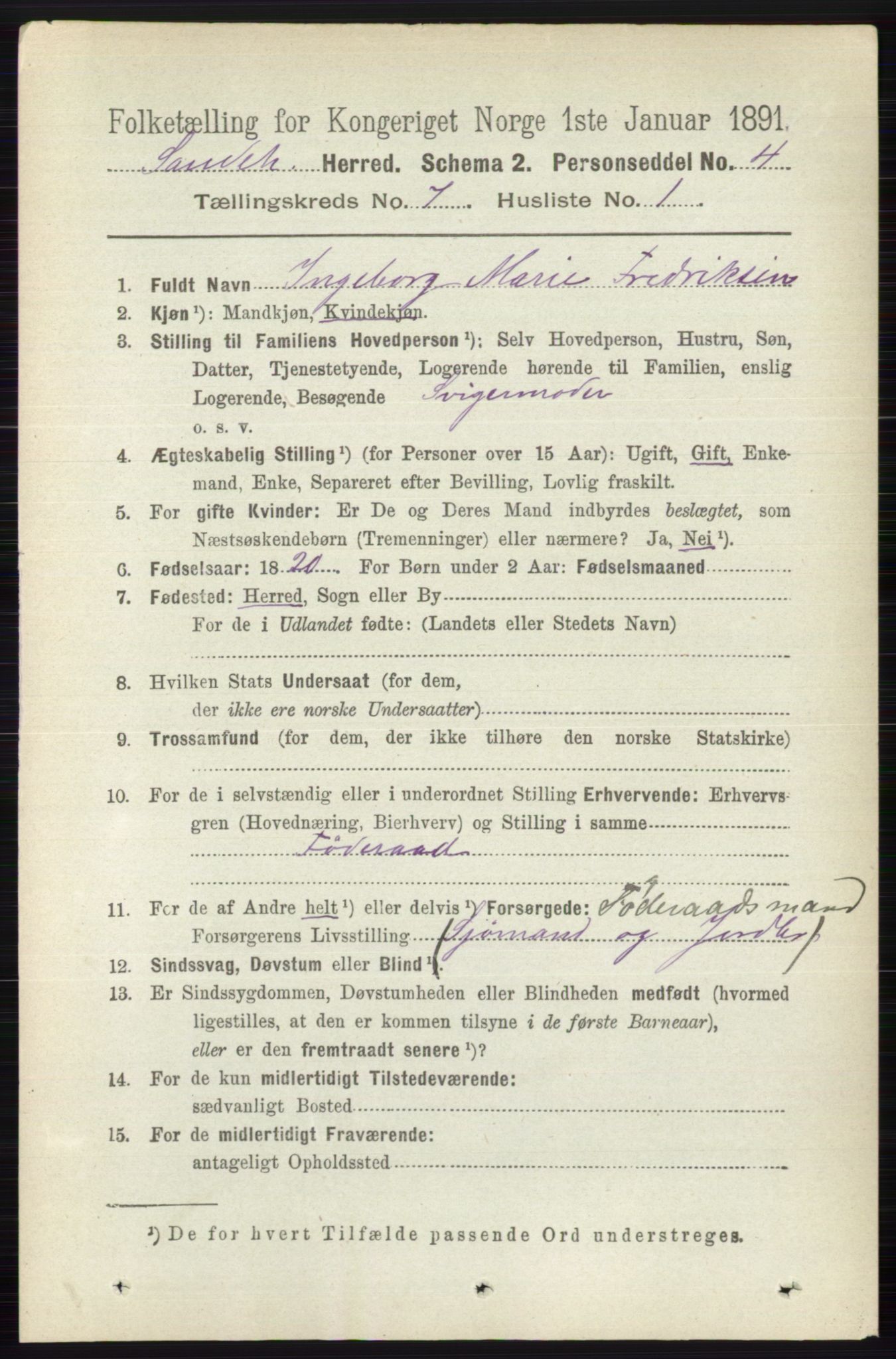 RA, 1891 census for 0724 Sandeherred, 1891, p. 4103