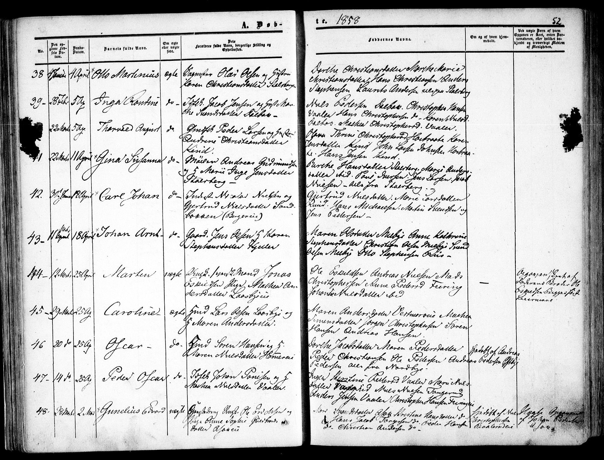 Skedsmo prestekontor Kirkebøker, AV/SAO-A-10033a/F/Fa/L0010: Parish register (official) no. I 10, 1854-1865, p. 52