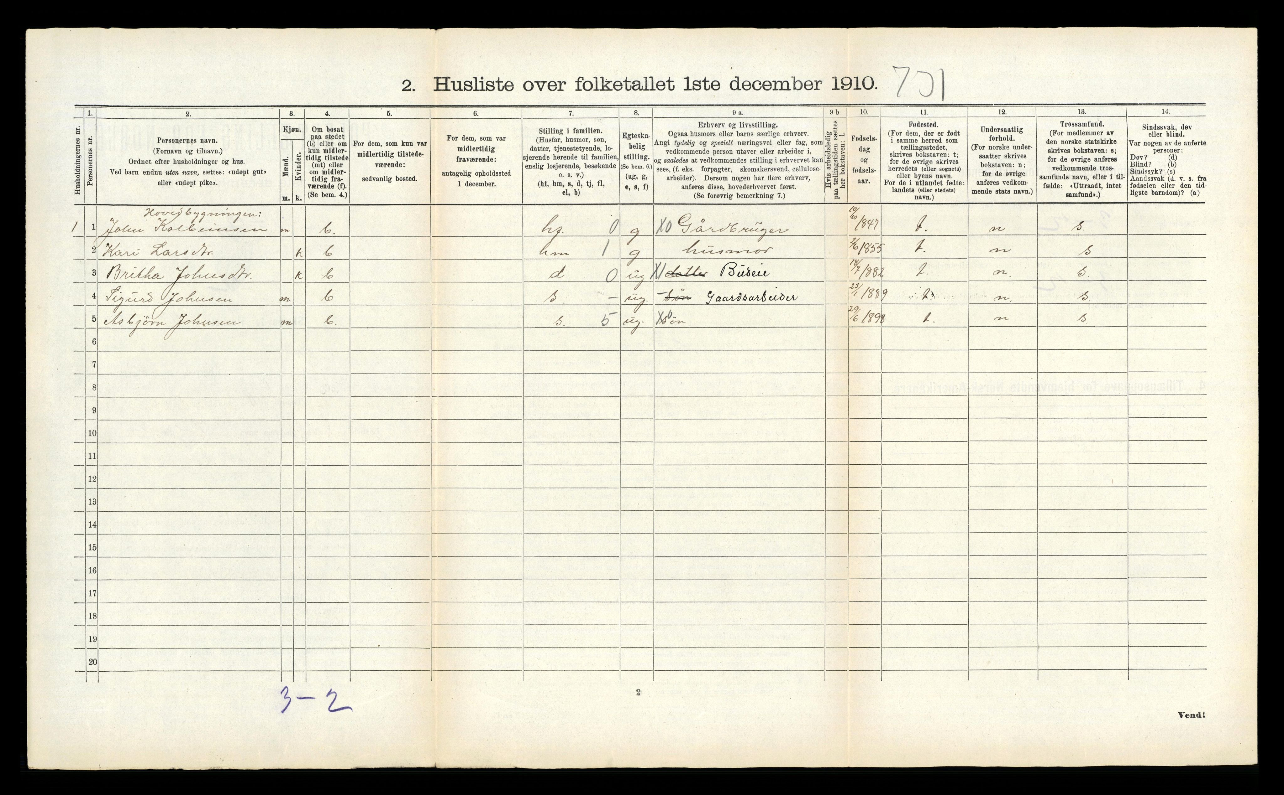 RA, 1910 census for Stryn, 1910, p. 116