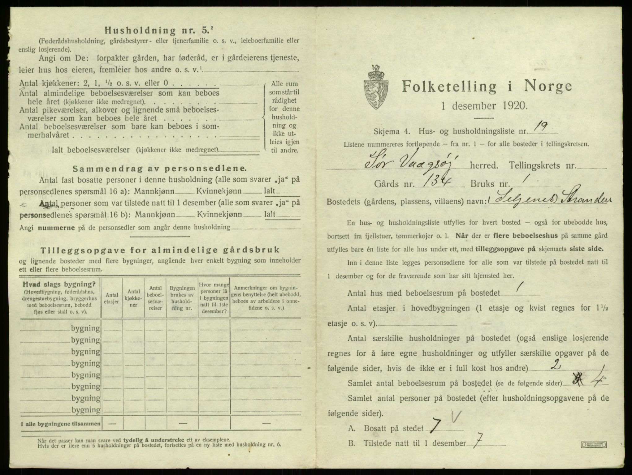 SAB, 1920 census for Sør-Vågsøy, 1920, p. 193