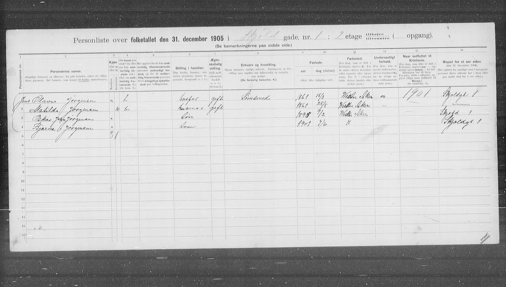 OBA, Municipal Census 1905 for Kristiania, 1905, p. 49890