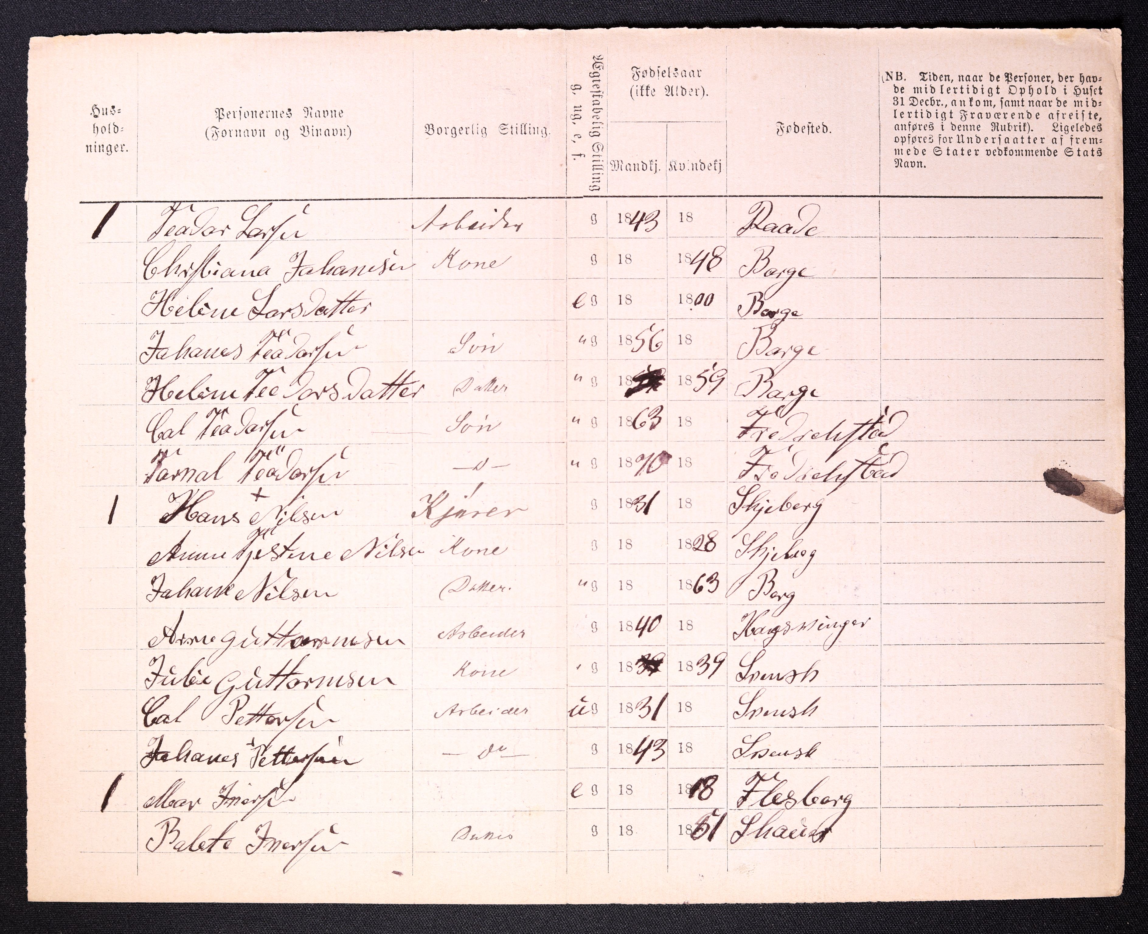 RA, 1870 census for 0103 Fredrikstad, 1870, p. 218