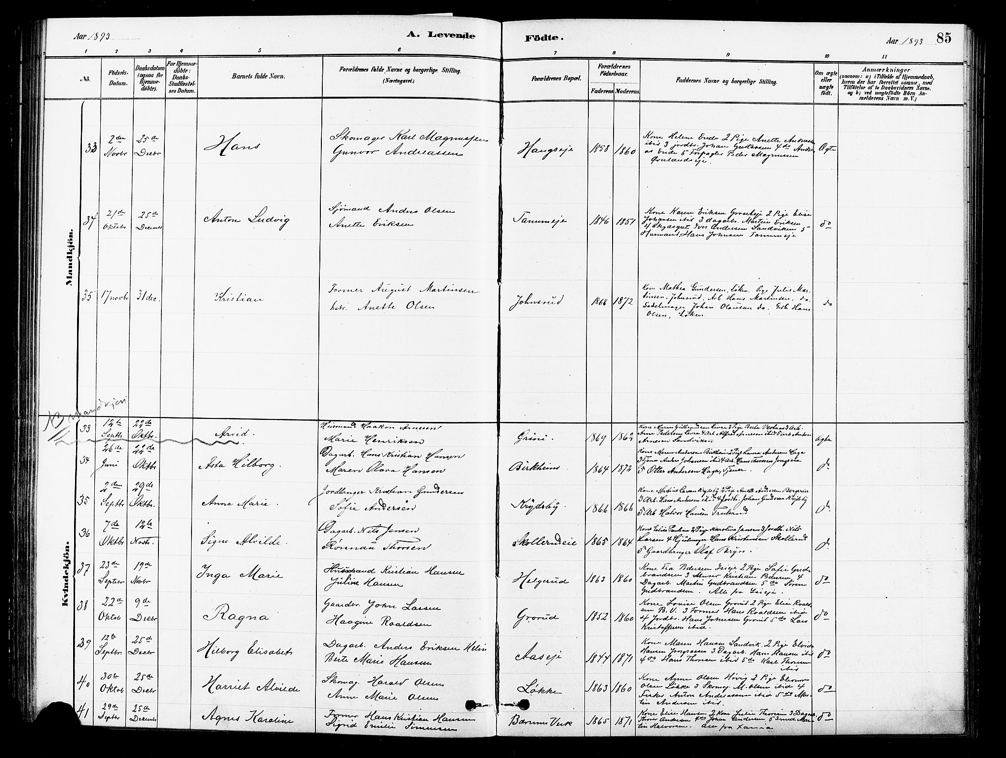 Asker prestekontor Kirkebøker, AV/SAO-A-10256a/F/Fb/L0001: Parish register (official) no. II 1, 1879-1895, p. 85