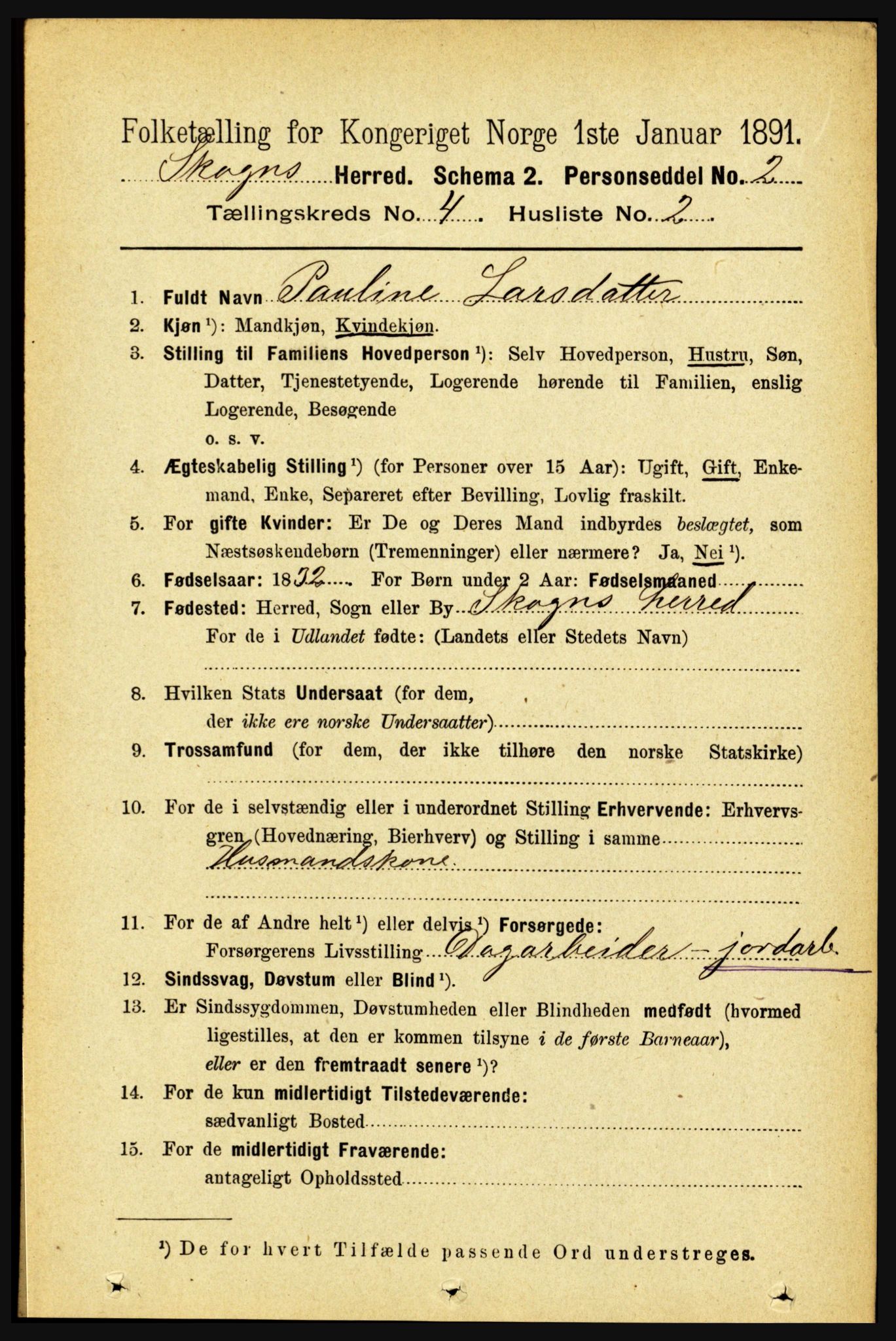 RA, 1891 census for 1719 Skogn, 1891, p. 2369