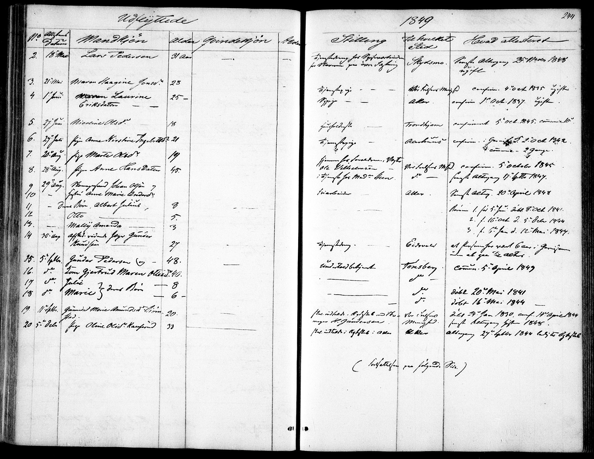 Garnisonsmenigheten Kirkebøker, AV/SAO-A-10846/F/Fa/L0009: Parish register (official) no. 9, 1842-1859, p. 244