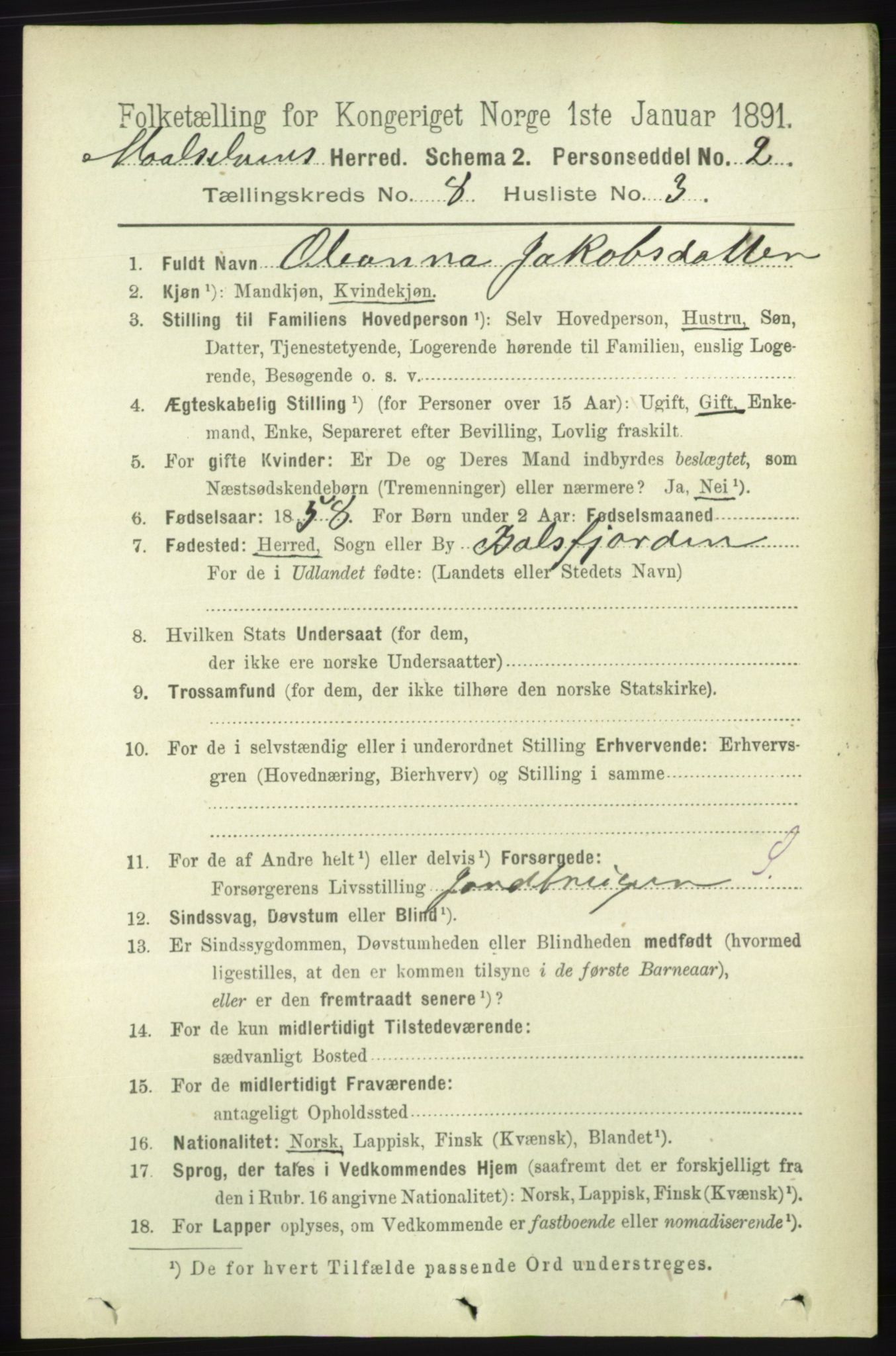 RA, 1891 census for 1924 Målselv, 1891, p. 2549