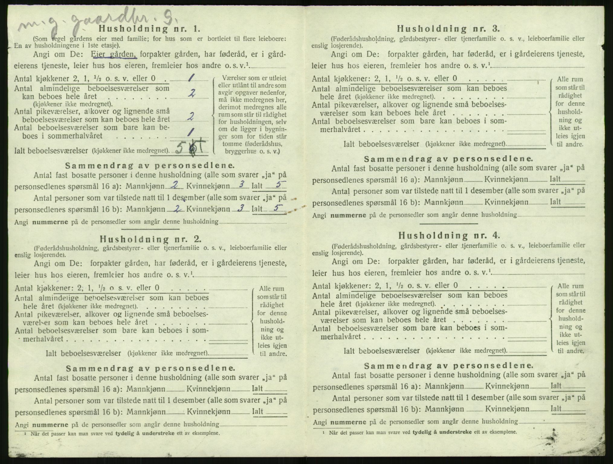 SAT, 1920 census for Sunnylven, 1920, p. 401