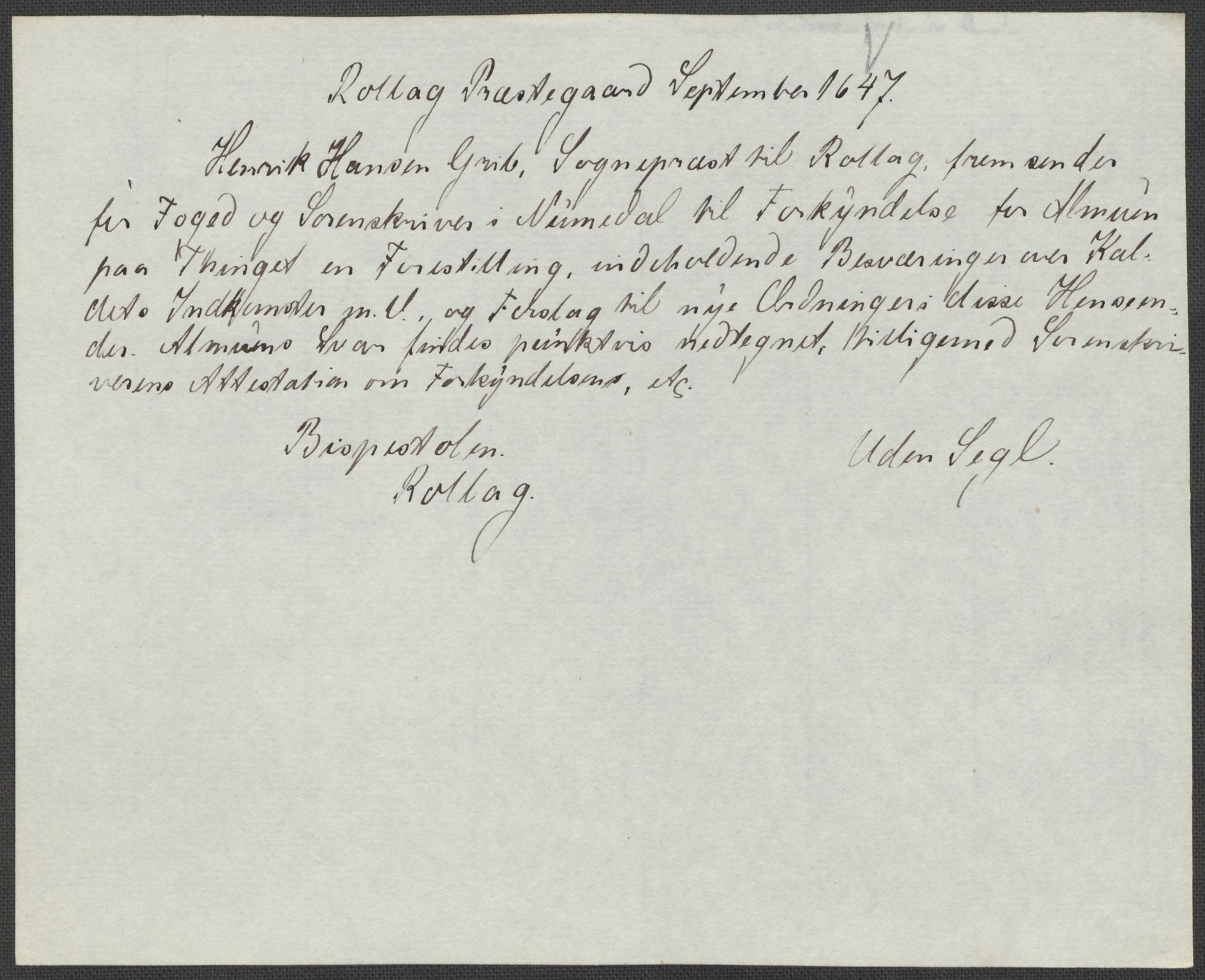 Riksarkivets diplomsamling, AV/RA-EA-5965/F15/L0017: Prestearkiv - Buskerud, 1553-1760, p. 50