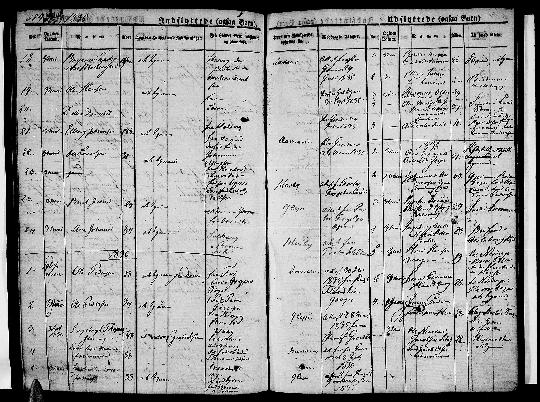 Ministerialprotokoller, klokkerbøker og fødselsregistre - Nordland, SAT/A-1459/838/L0548: Parish register (official) no. 838A06, 1829-1839, p. 689-690