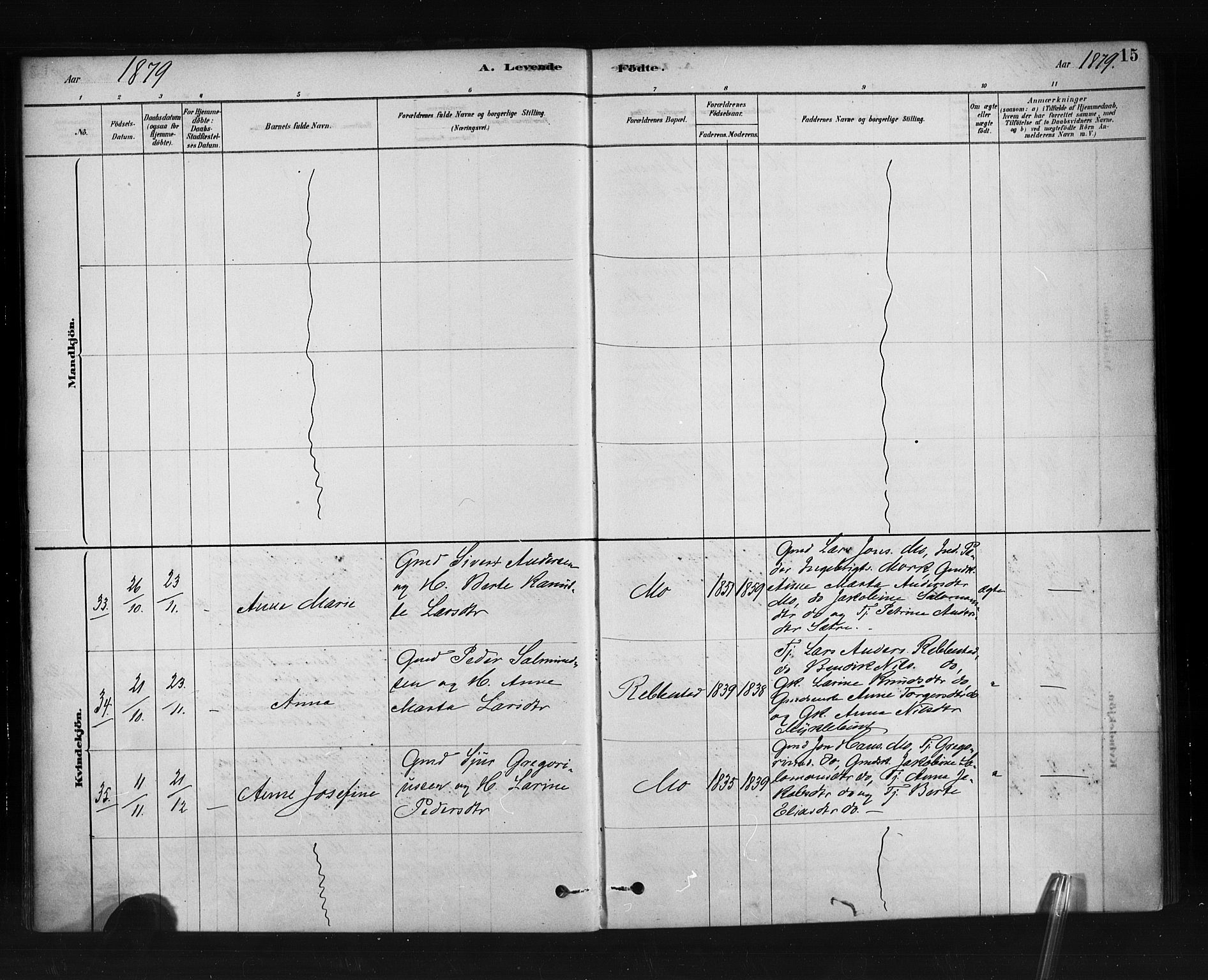 Ministerialprotokoller, klokkerbøker og fødselsregistre - Møre og Romsdal, AV/SAT-A-1454/513/L0176: Parish register (official) no. 513A03, 1877-1889, p. 15